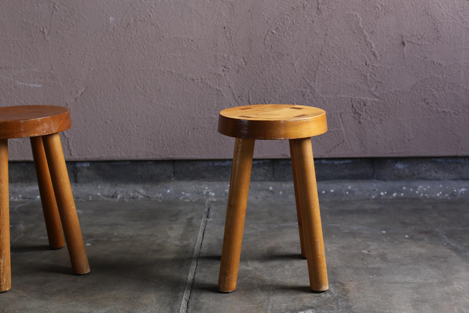 Mid-20th Century Pair of Stools by Charlotte Perriand for Les Arcs For Sale