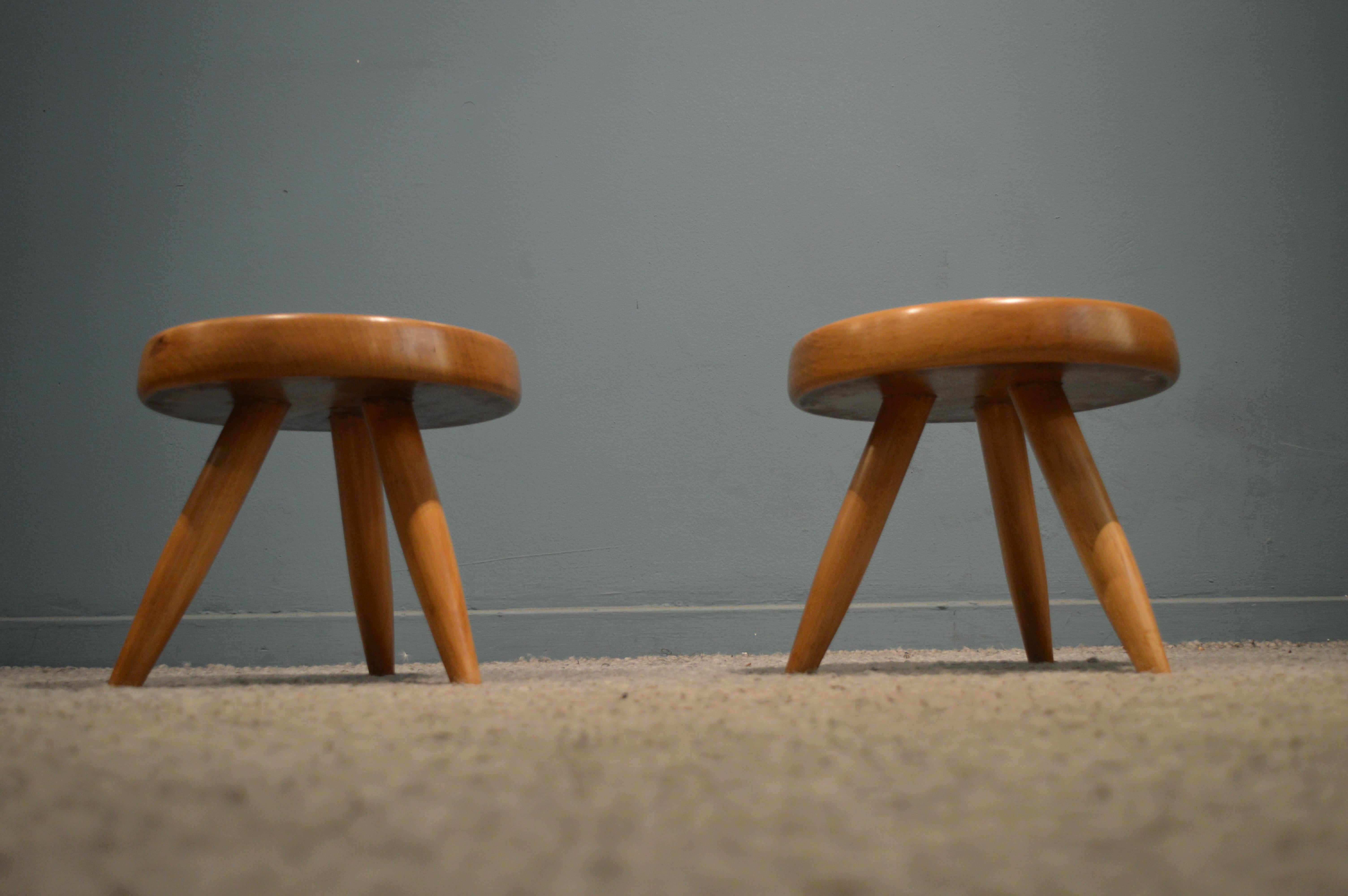 Mid-Century Modern Pair of Stools by Charlotte Perriand