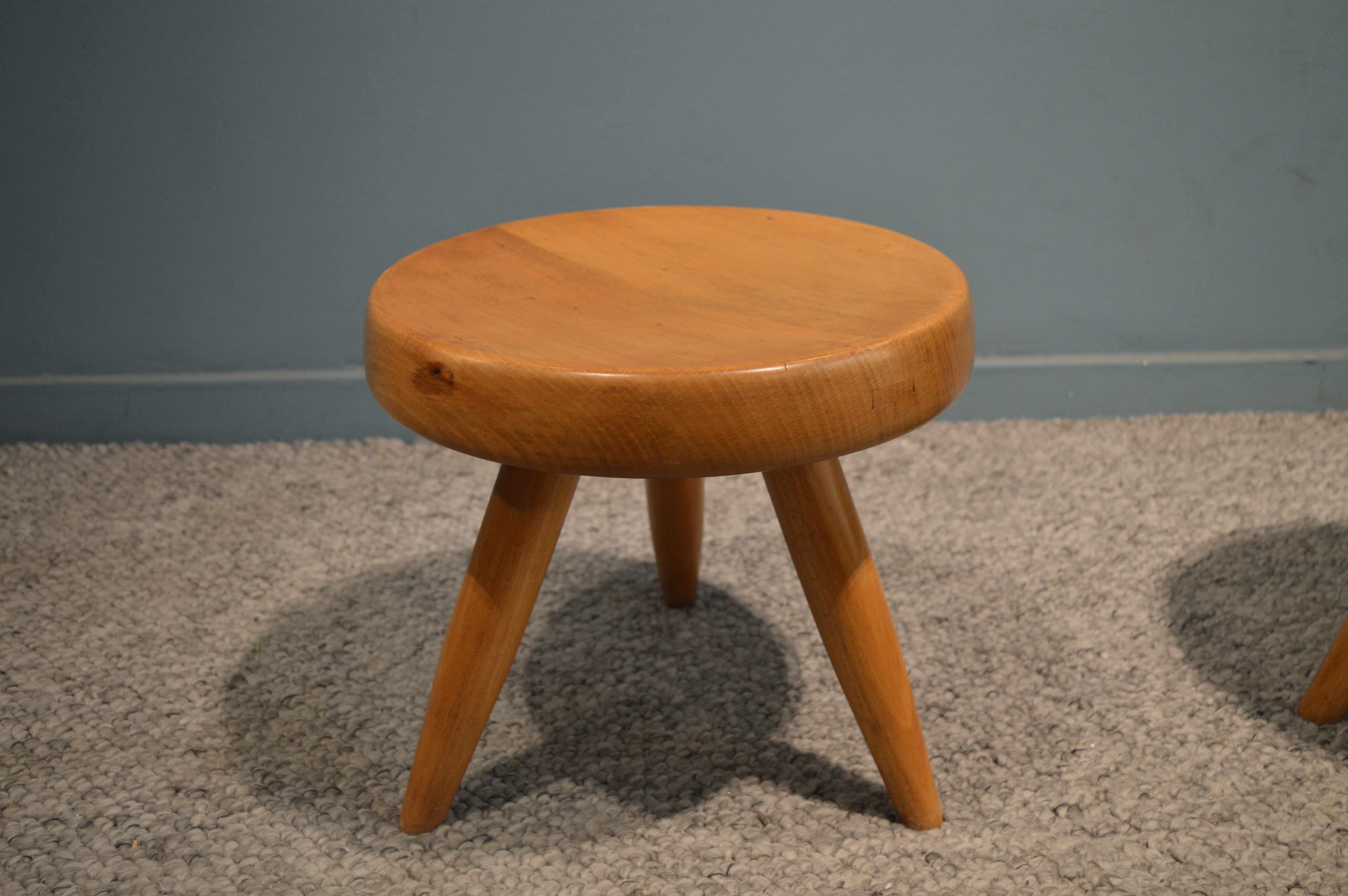 Wood Pair of Stools by Charlotte Perriand