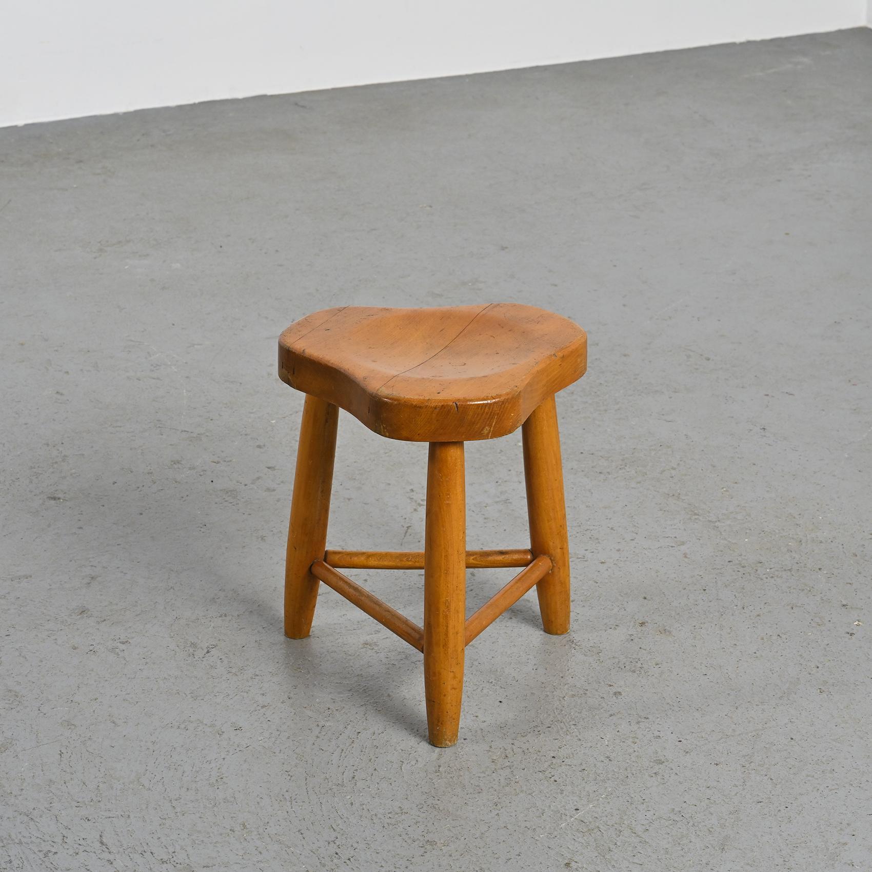 Pine Pair of Stools by Christian Durupt, circa 1955 For Sale