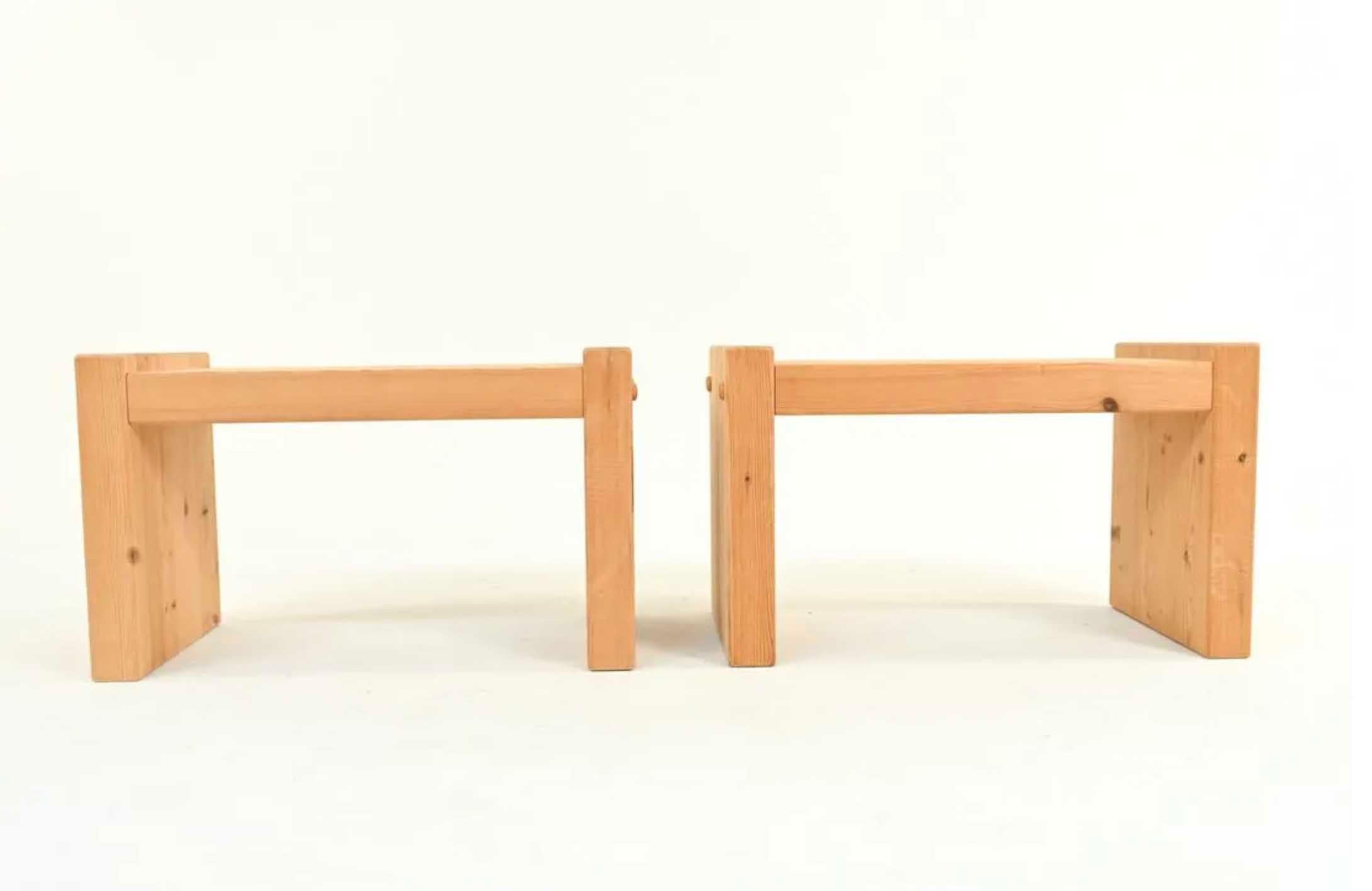 Pine Pair of Stools by Danish Designer Jens Lyngsøe, Denmark, 1980's, Mid Century  For Sale