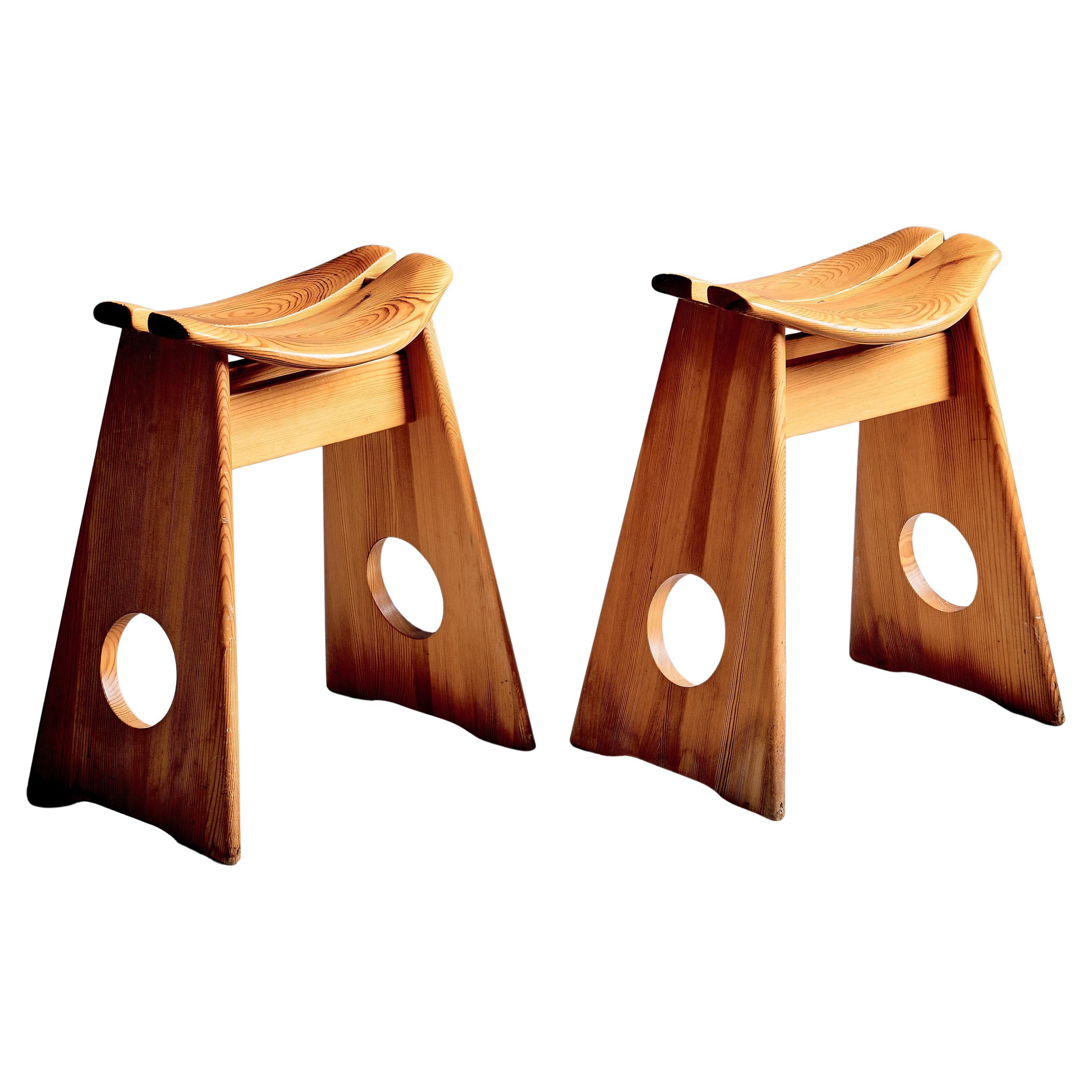Pair of Stools by Gilbert Marklund for Furusnickarn AB Sweden 1970s