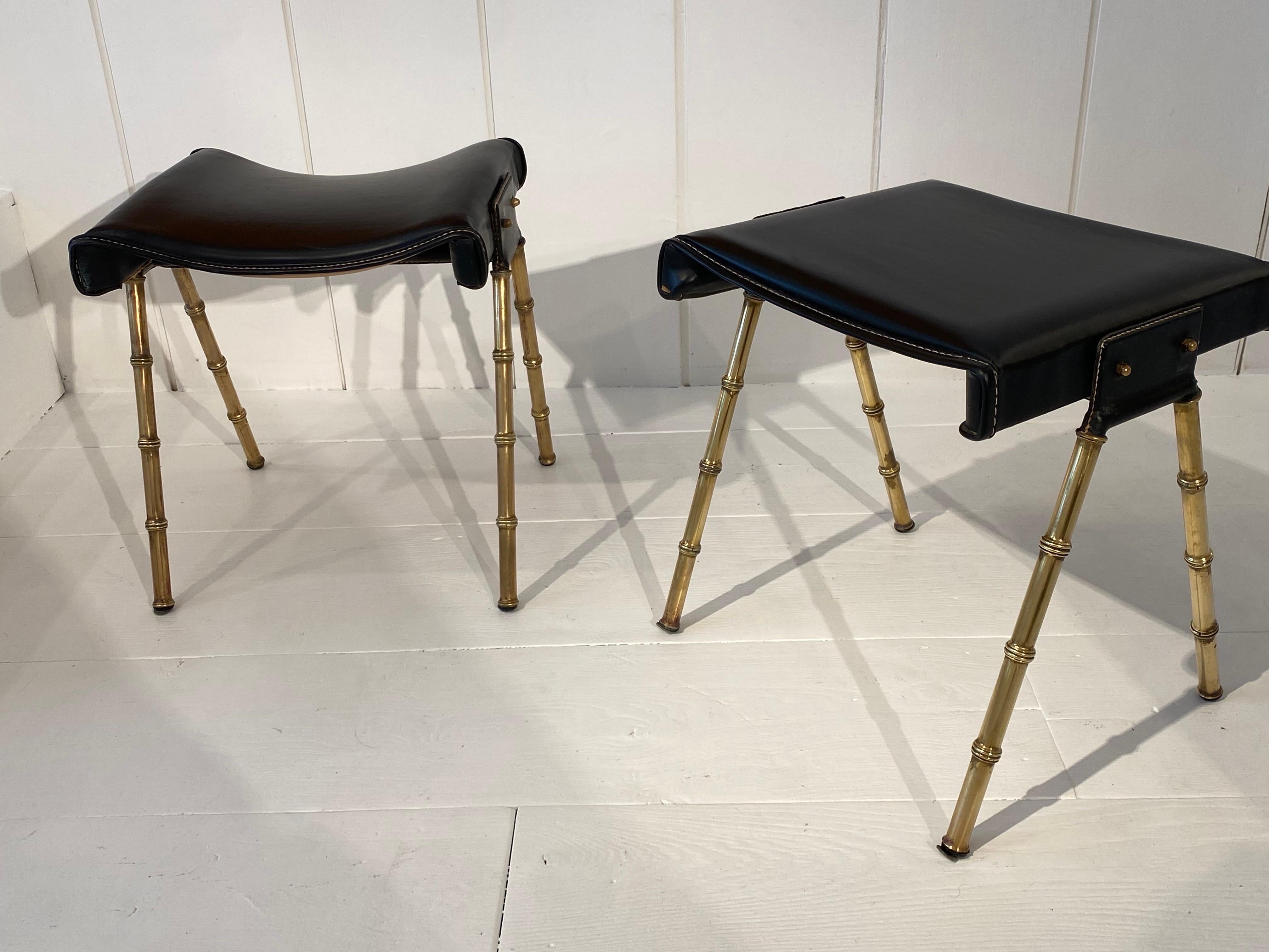 Mid-Century Modern Pair of Stools by Jacques Adnet