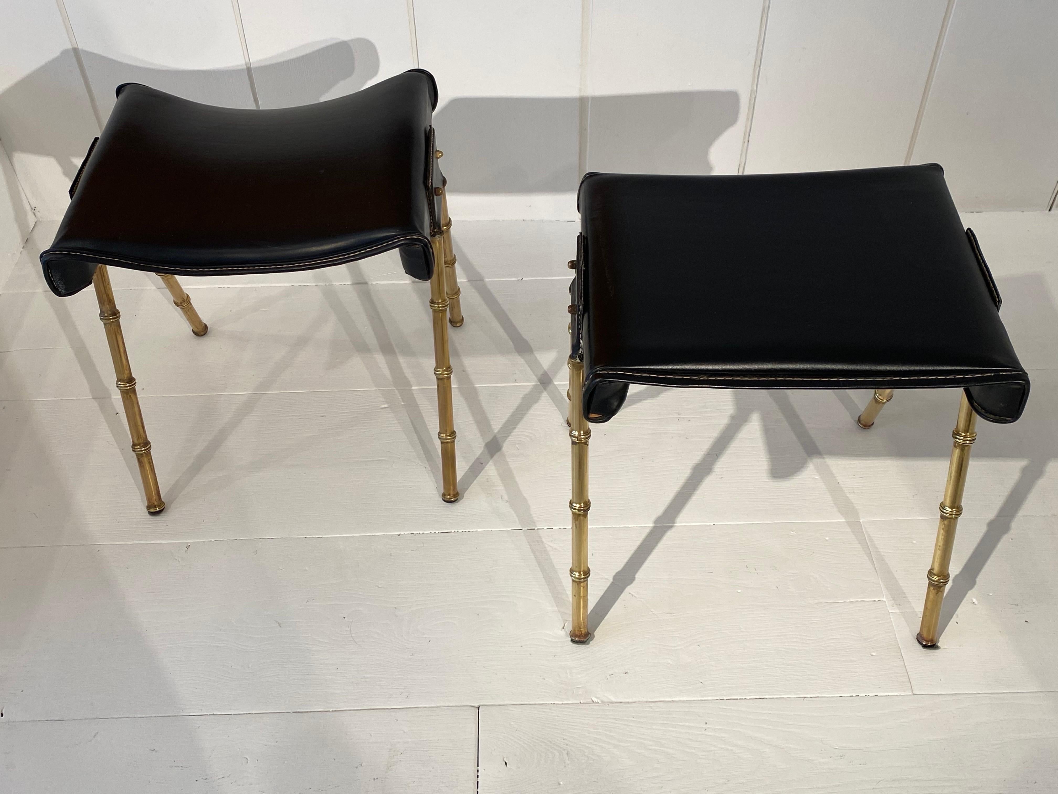 Pair of Stools by Jacques Adnet In Good Condition In Saint-Ouen, FR
