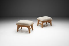 Pair of Stools by Krogenæs with Sheepskin Seats, Norway 20th Century