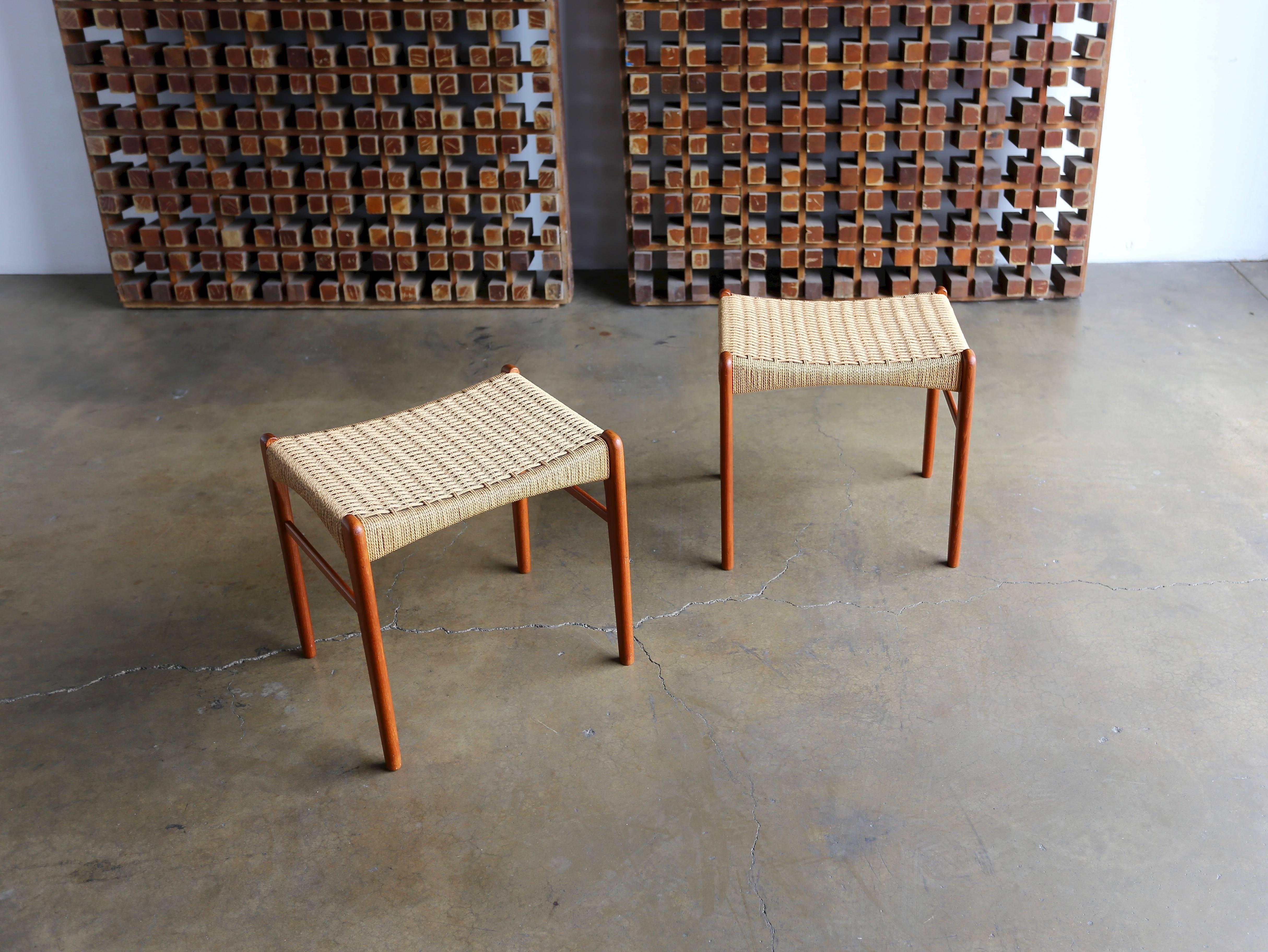 Pair of stools by Peder Kristensen for Glyngore Stolefabrik of Denmark, circa 1960.