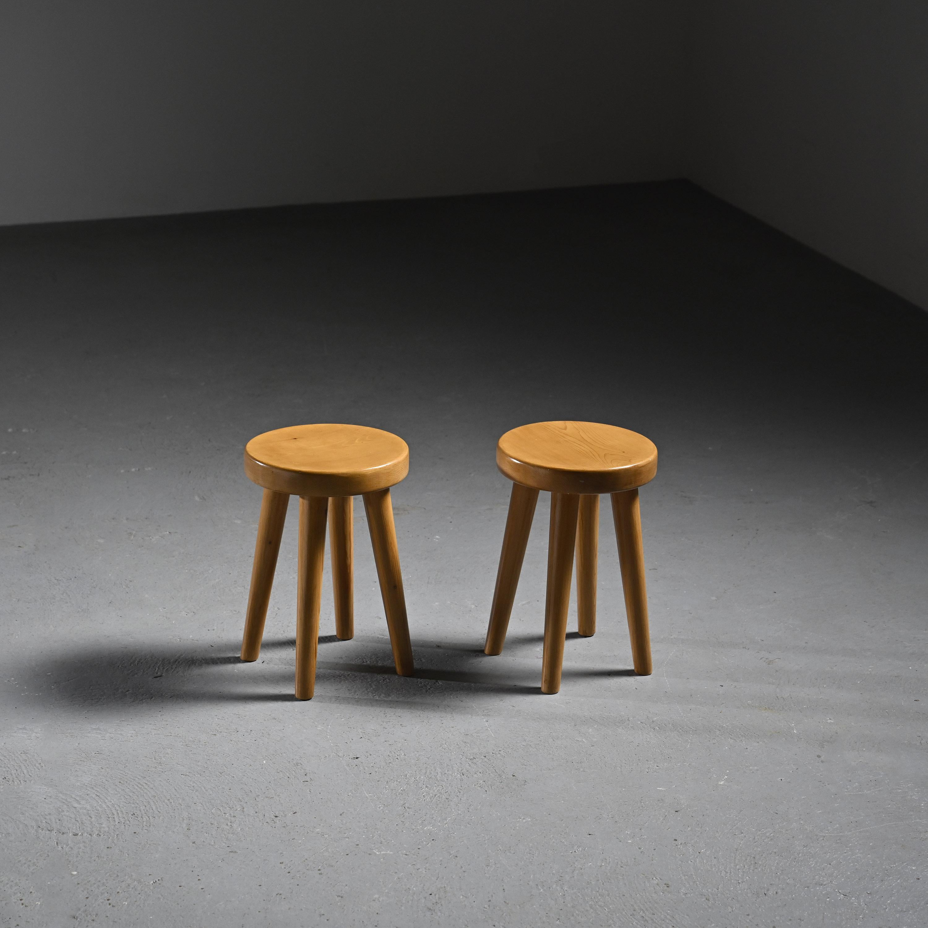 Pair of Stools by René Martin, Méribel circa 1965 For Sale 3