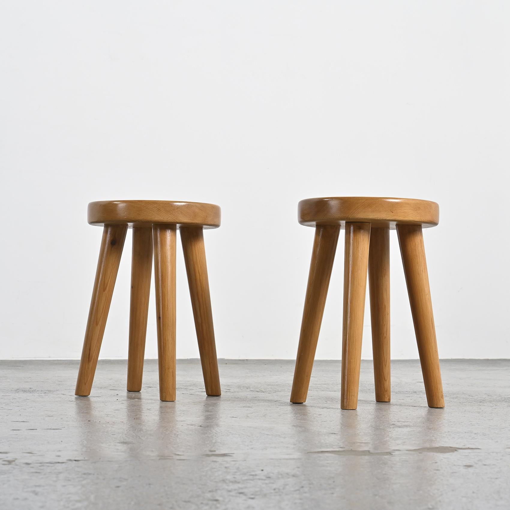 Pair of Stools by René Martin, Méribel circa 1965 For Sale 4
