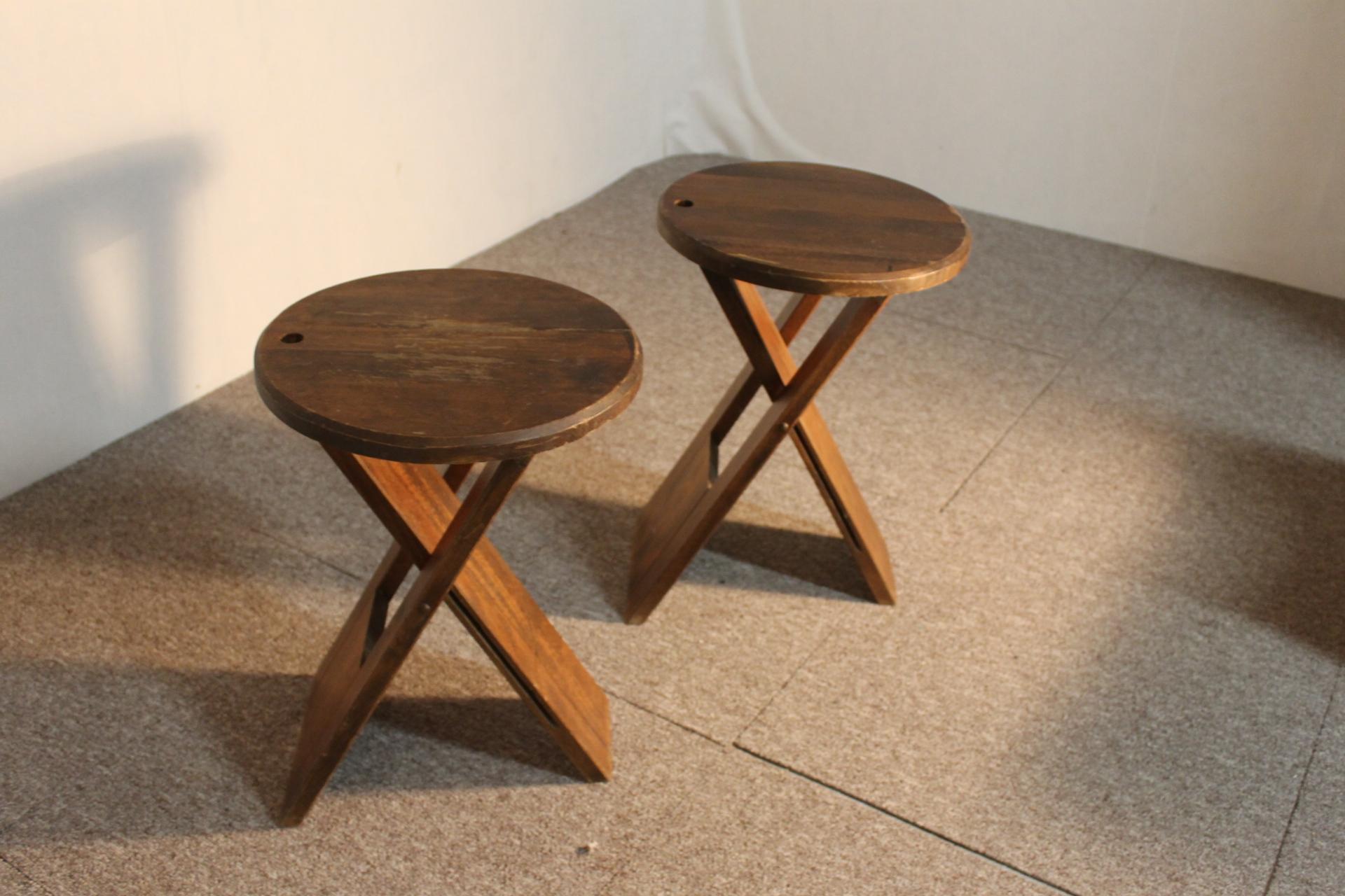 Pair of Stools Design, Wood, Foldable, XX Th For Sale 4