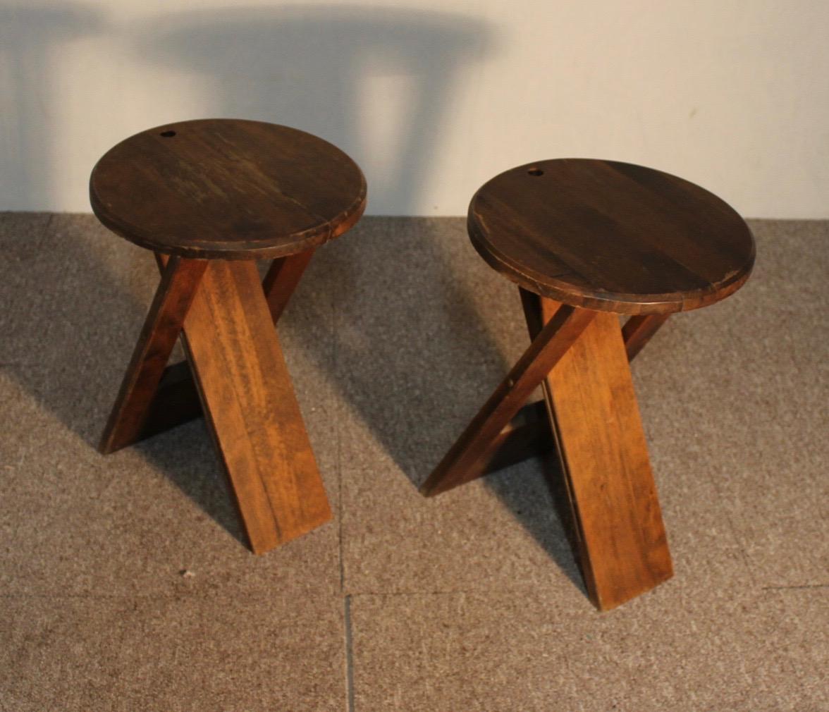 Pair of Stools Design, Wood, Foldable, XX Th For Sale 5