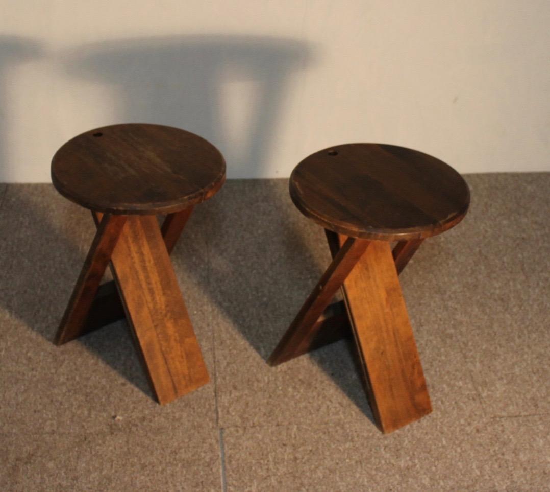 Pair of Stools Design, Wood, Foldable, XX Th For Sale 6