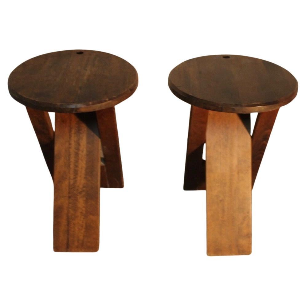 Pair of Stools Design, Wood, Foldable, XX Th For Sale