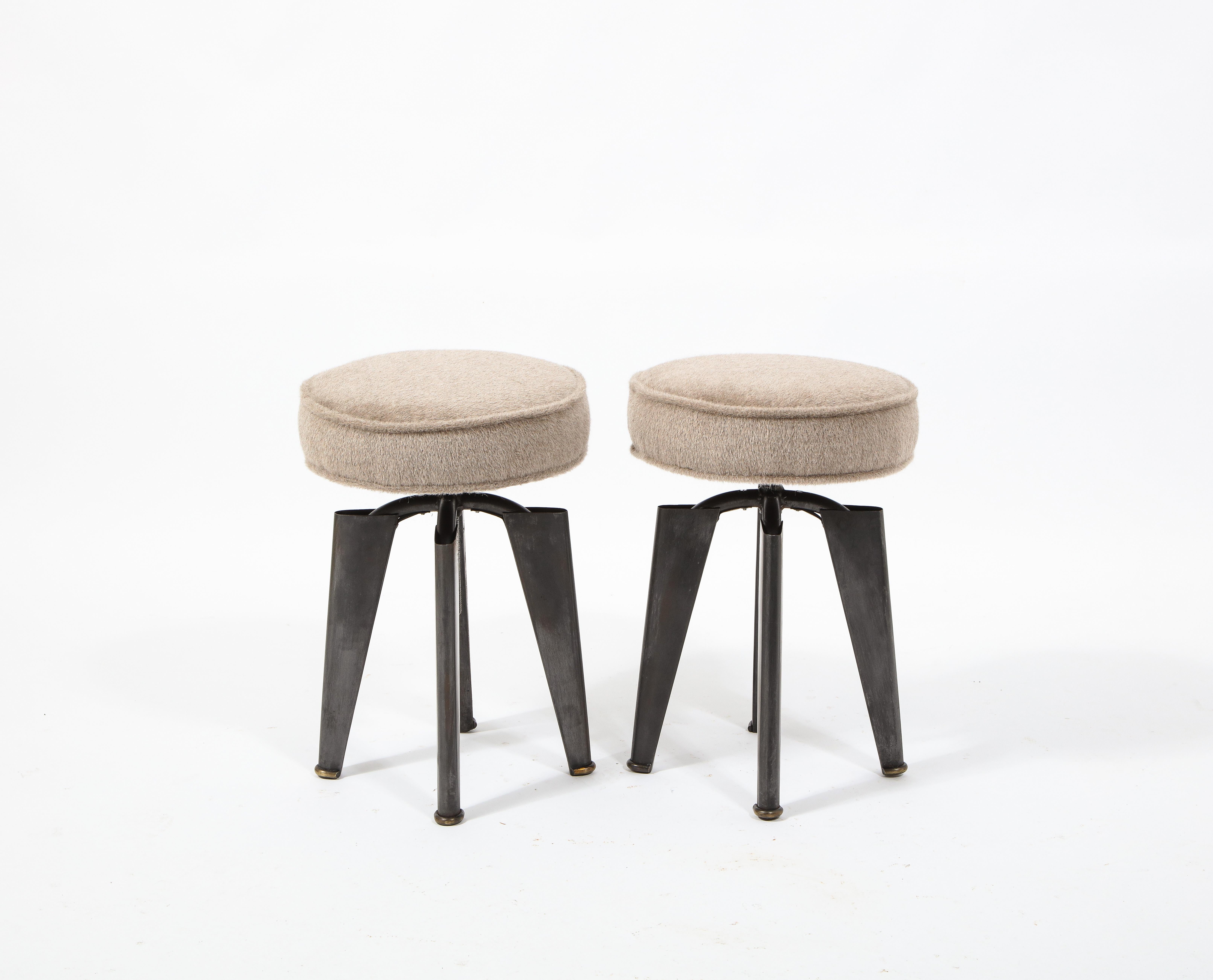 Pair of Stools from the Clemenceau Warship by Dominique, France, 1960's 3