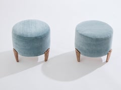 Pair of stools Garouste & Bonetti Koala bronze mohair velvet 1995