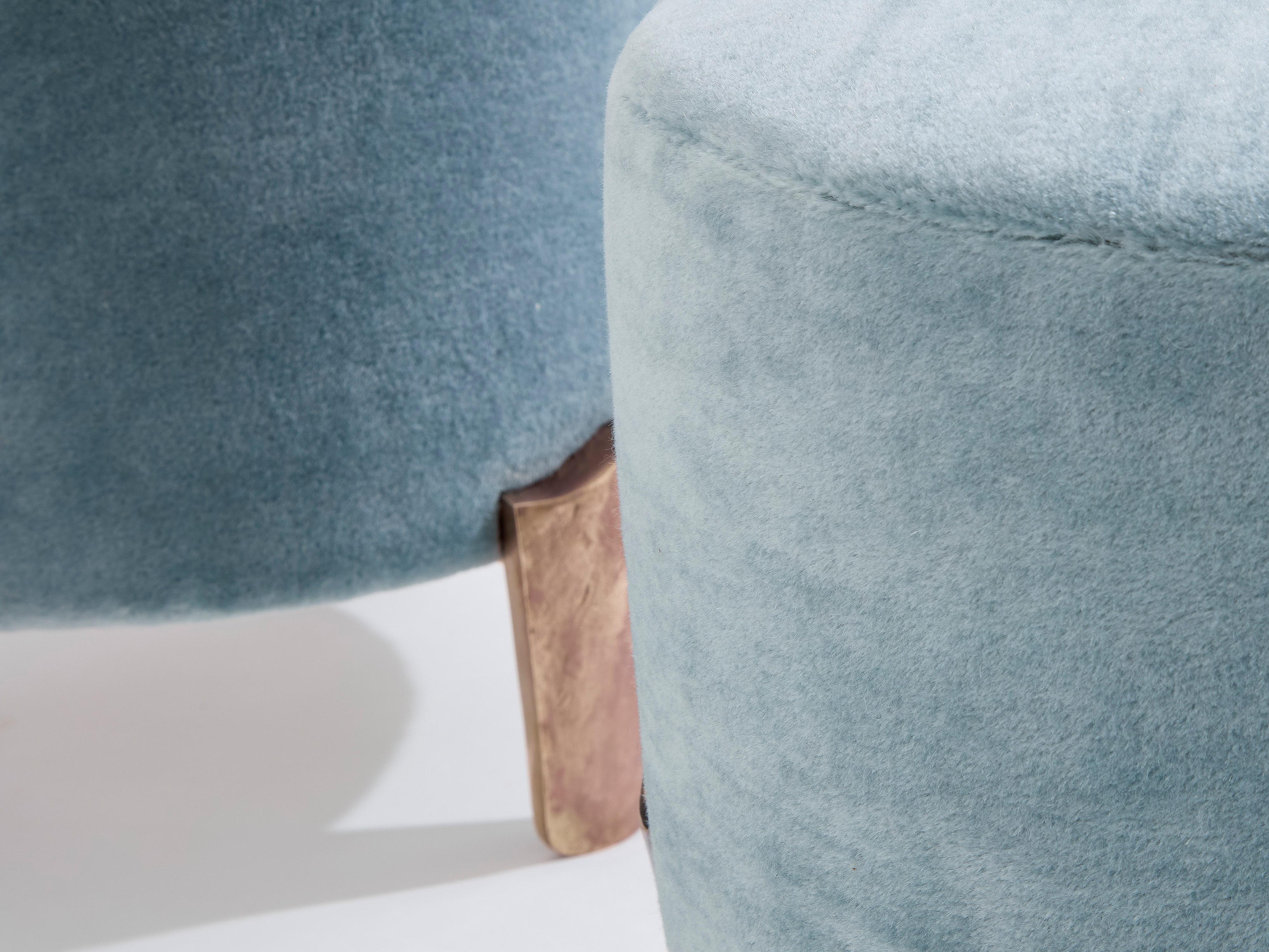 Paar Hocker Garouste & Bonetti Koala Bronze Mohair Samt 1995 im Angebot 1
