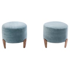 Pair of stools Garouste & Bonetti Koala bronze mohair velvet 1995