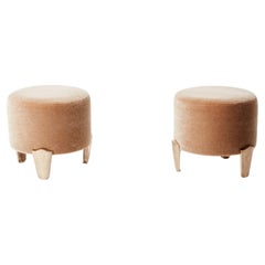 Pair of stools Garouste & Bonetti ‘Koala’ bronze teddy mohair velvet 1995