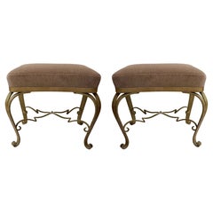 Pair of Stools Gilt Wrought Iron by Pier Luigi Colli, Italy, 1950s Pair of Stools Gilt Wrought Iron by Pier Luigi Colli, Italy, 1950s