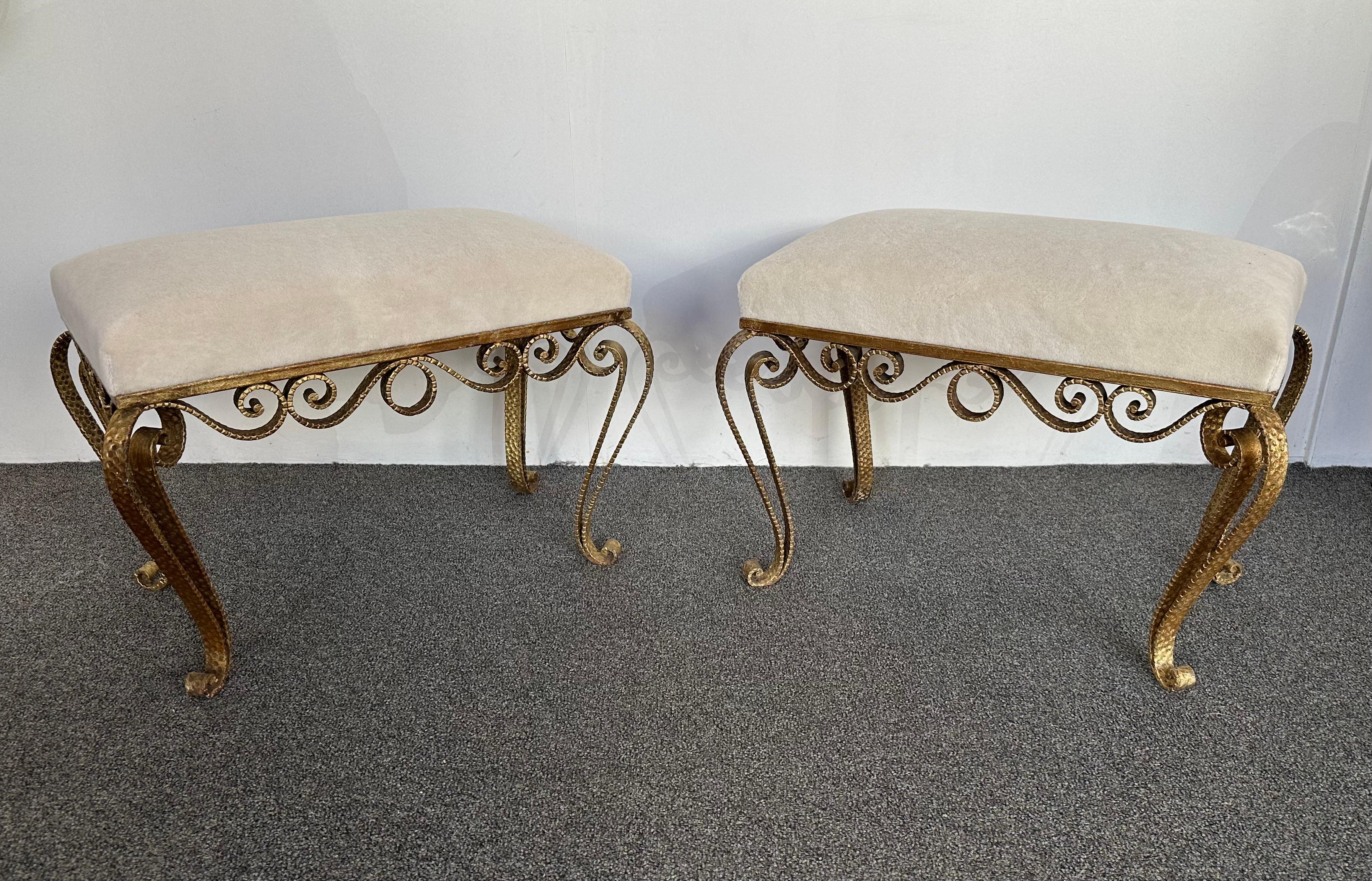 Pair of Stools Gold Leaf by Pier Luigi Colli, Italy, 1950s 2