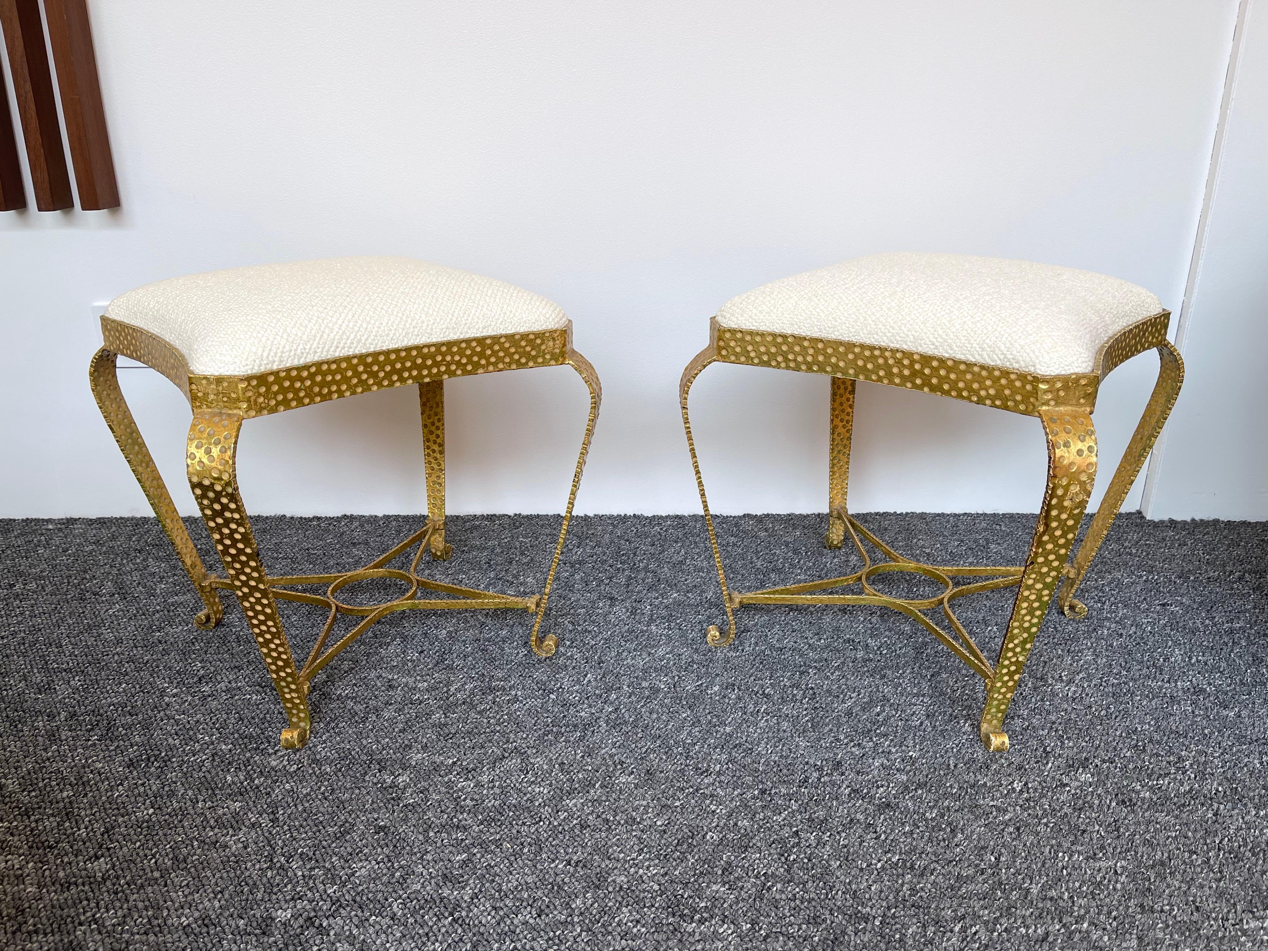 Pair of Stools Gold Leaf by Pier Luigi Colli, Italy, 1950s 3