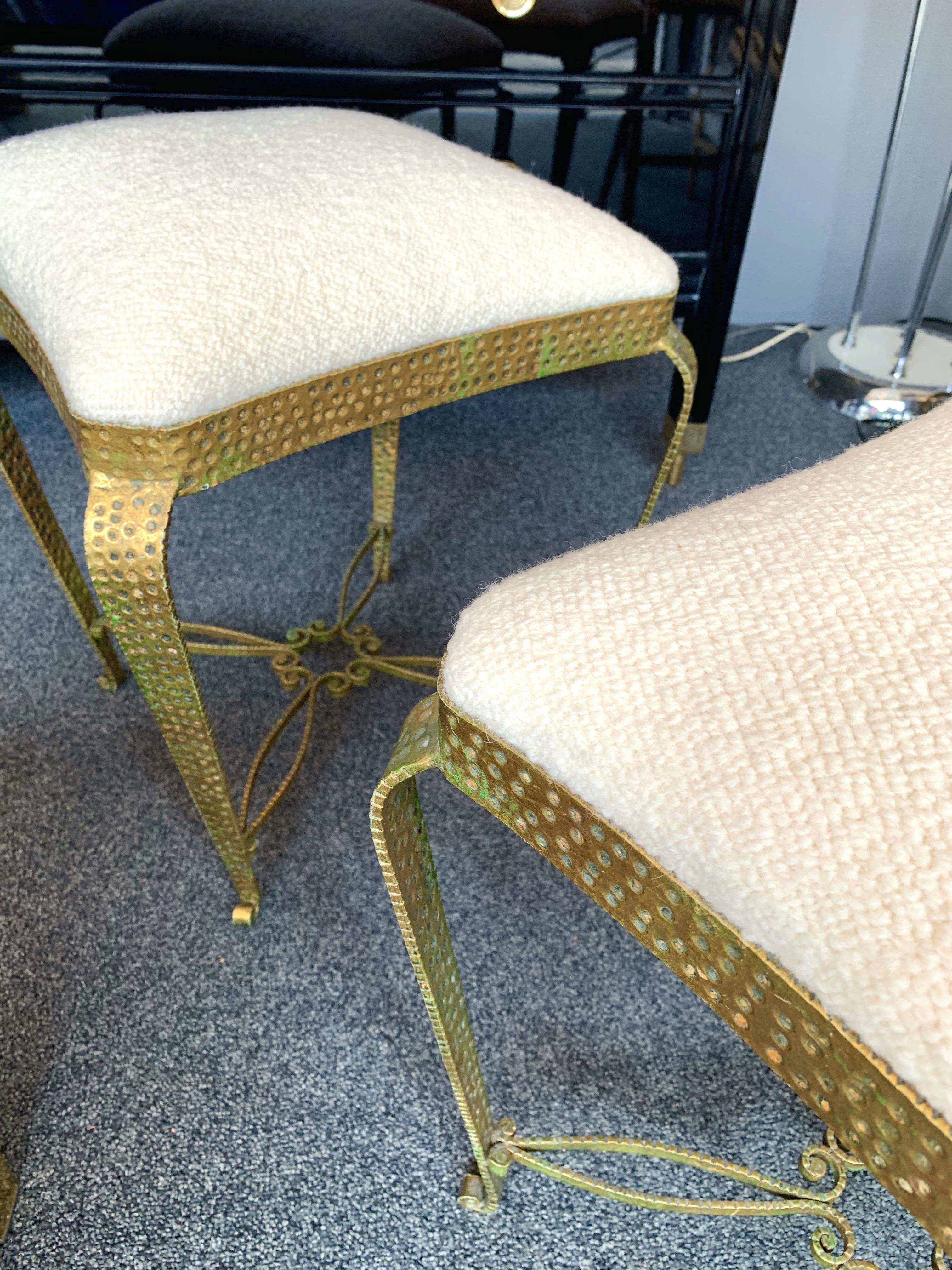 Mid-Century Modern Pair of Stools Gold Leaf by Pier Luigi Colli, Italy, 1950s