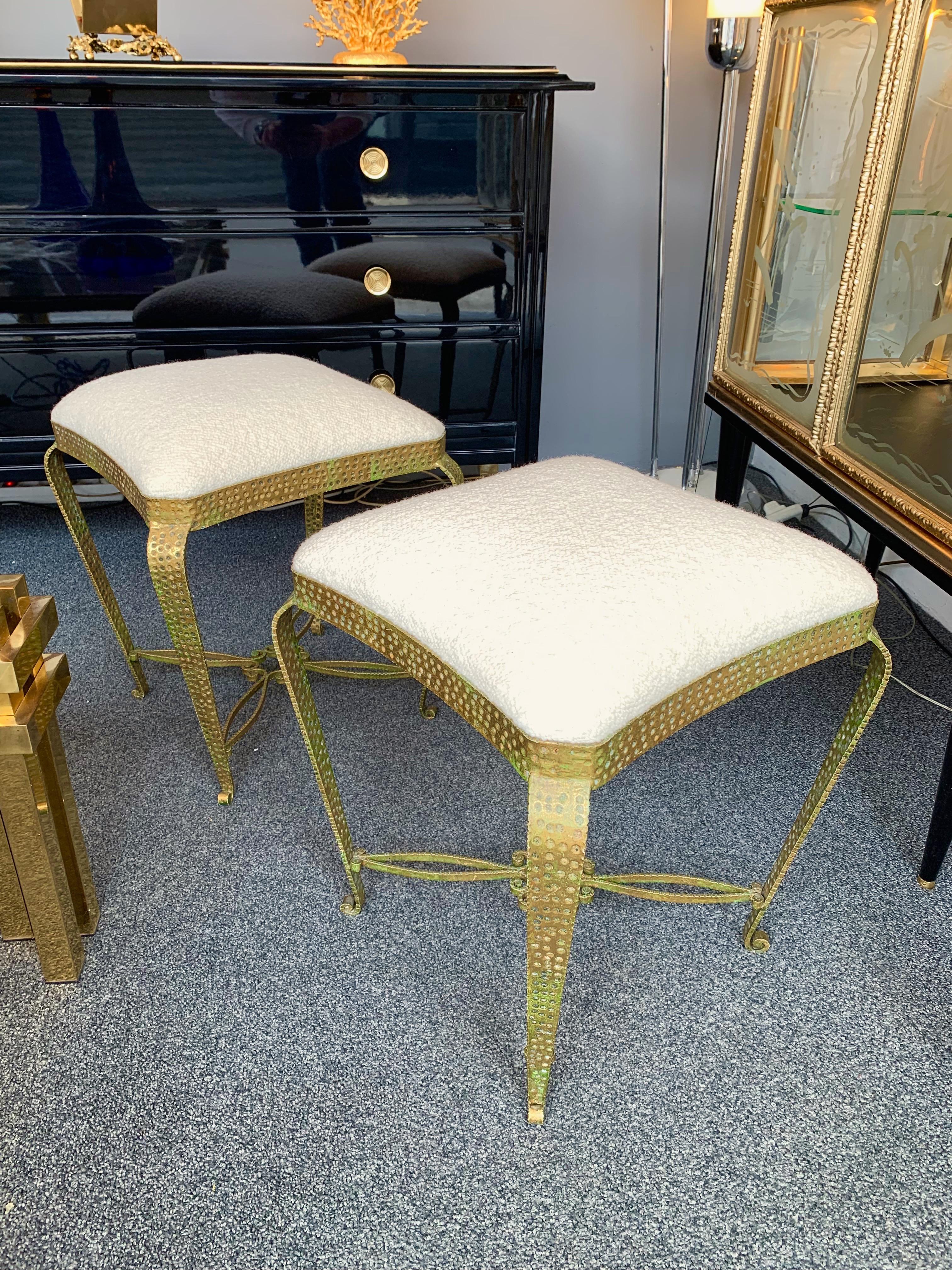 Italian Pair of Stools Gold Leaf by Pier Luigi Colli, Italy, 1950s