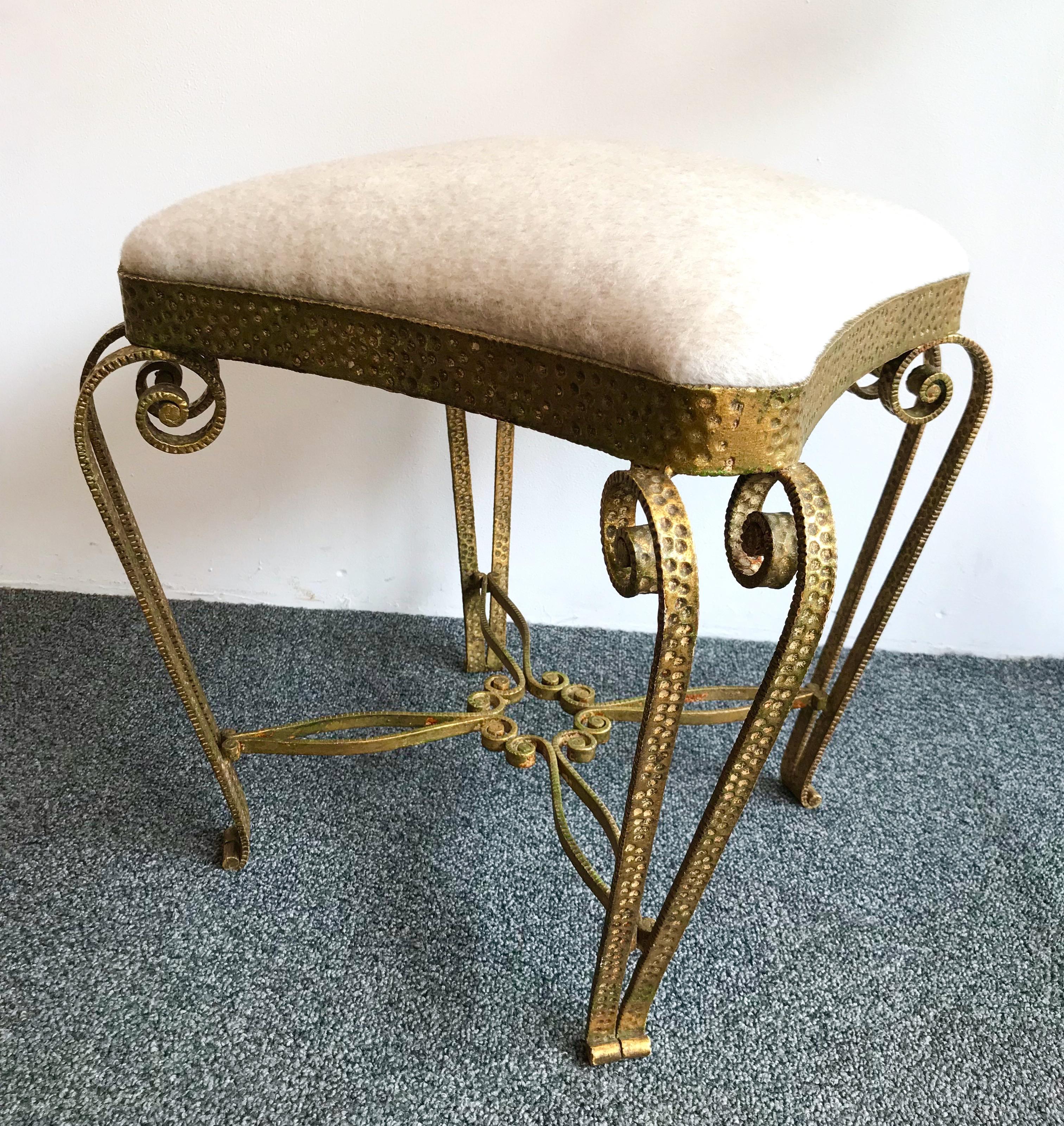 Pair of Stools Gold Leaf by Pier Luigi Colli, Italy, 1950s In Excellent Condition In SAINT-OUEN, FR