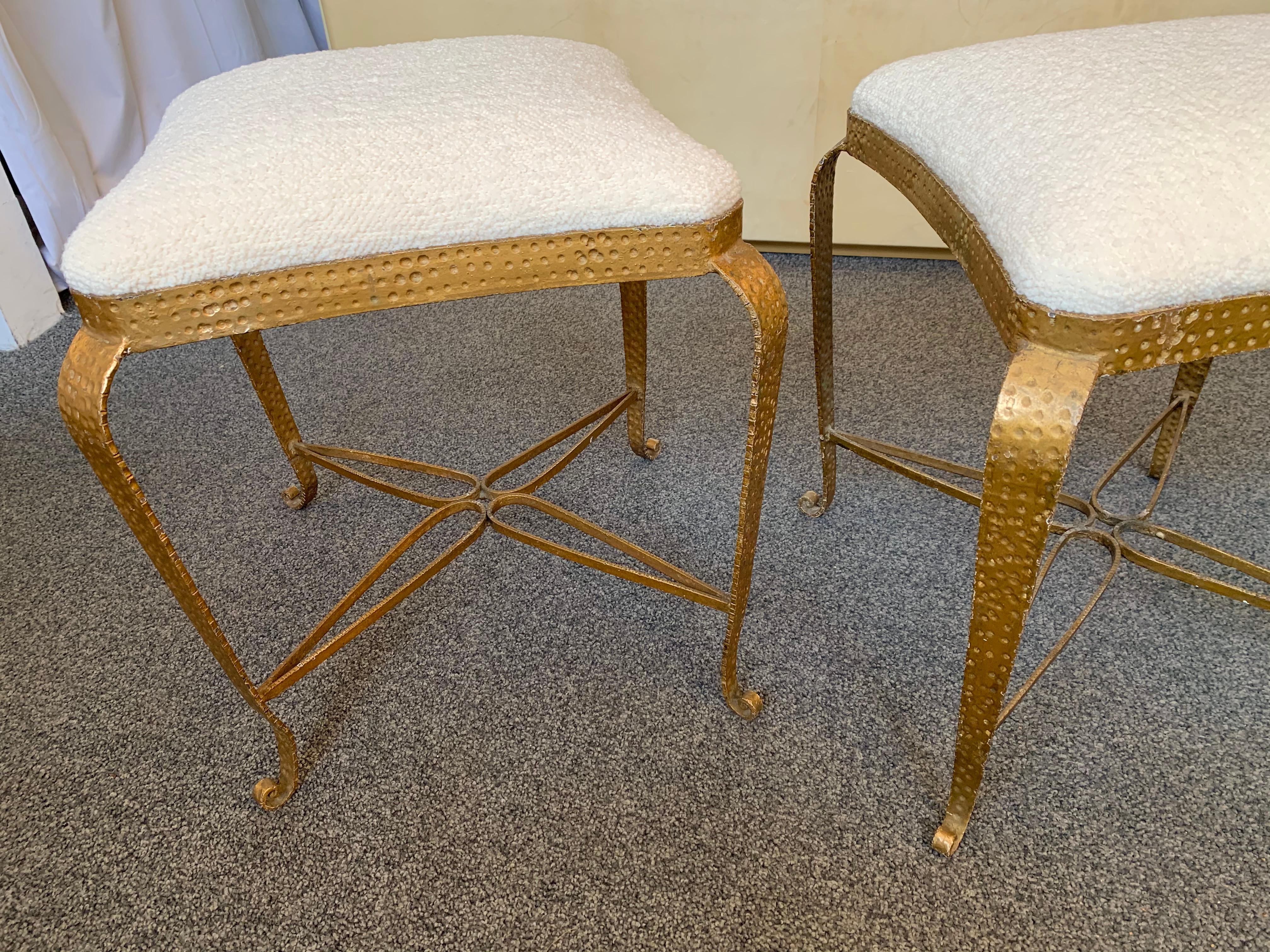 Pair of Stools Gold Leaf by Pier Luigi Colli, Italy, 1950s In Good Condition In SAINT-OUEN, FR