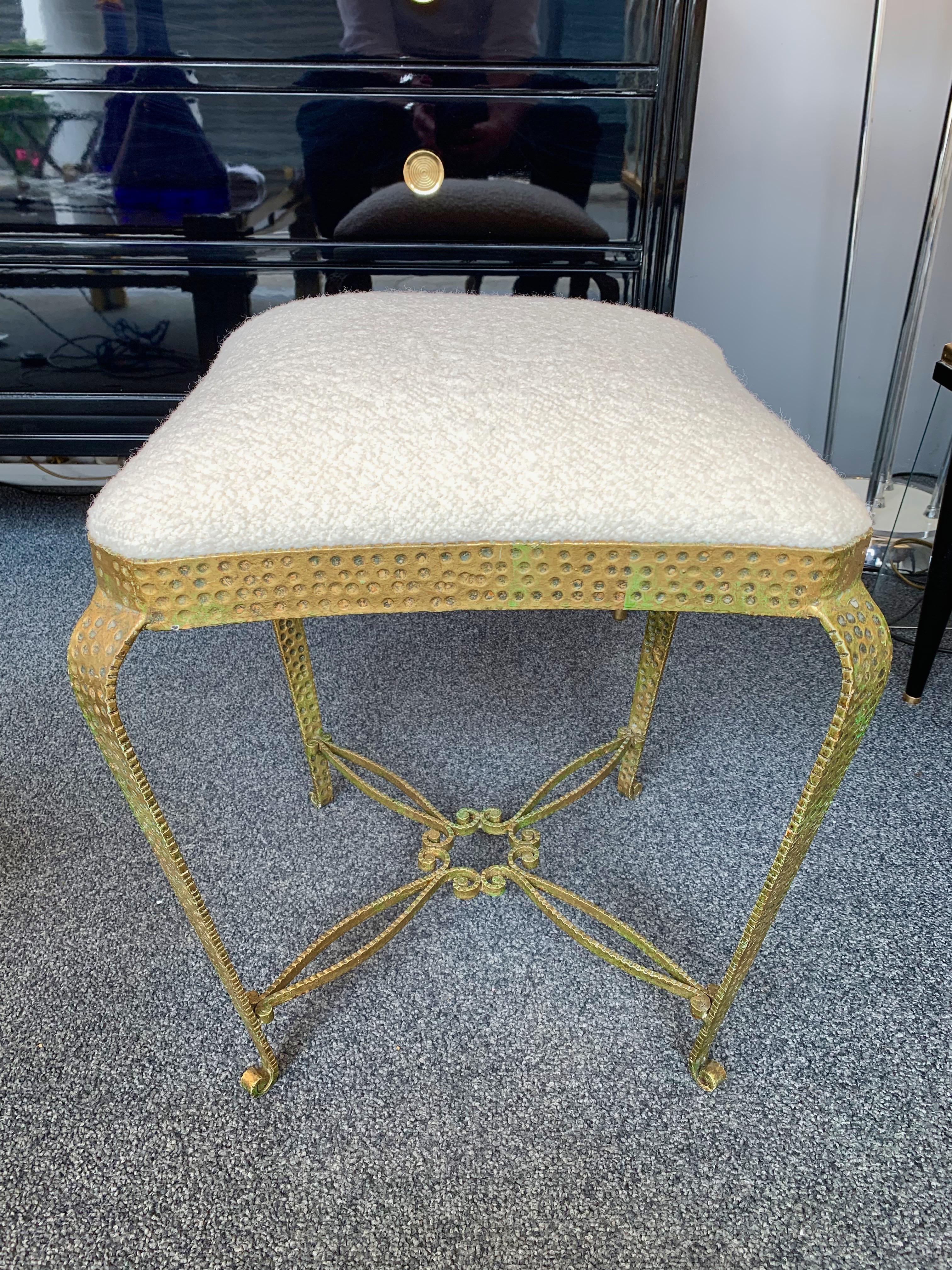 Mid-20th Century Pair of Stools Gold Leaf by Pier Luigi Colli, Italy, 1950s