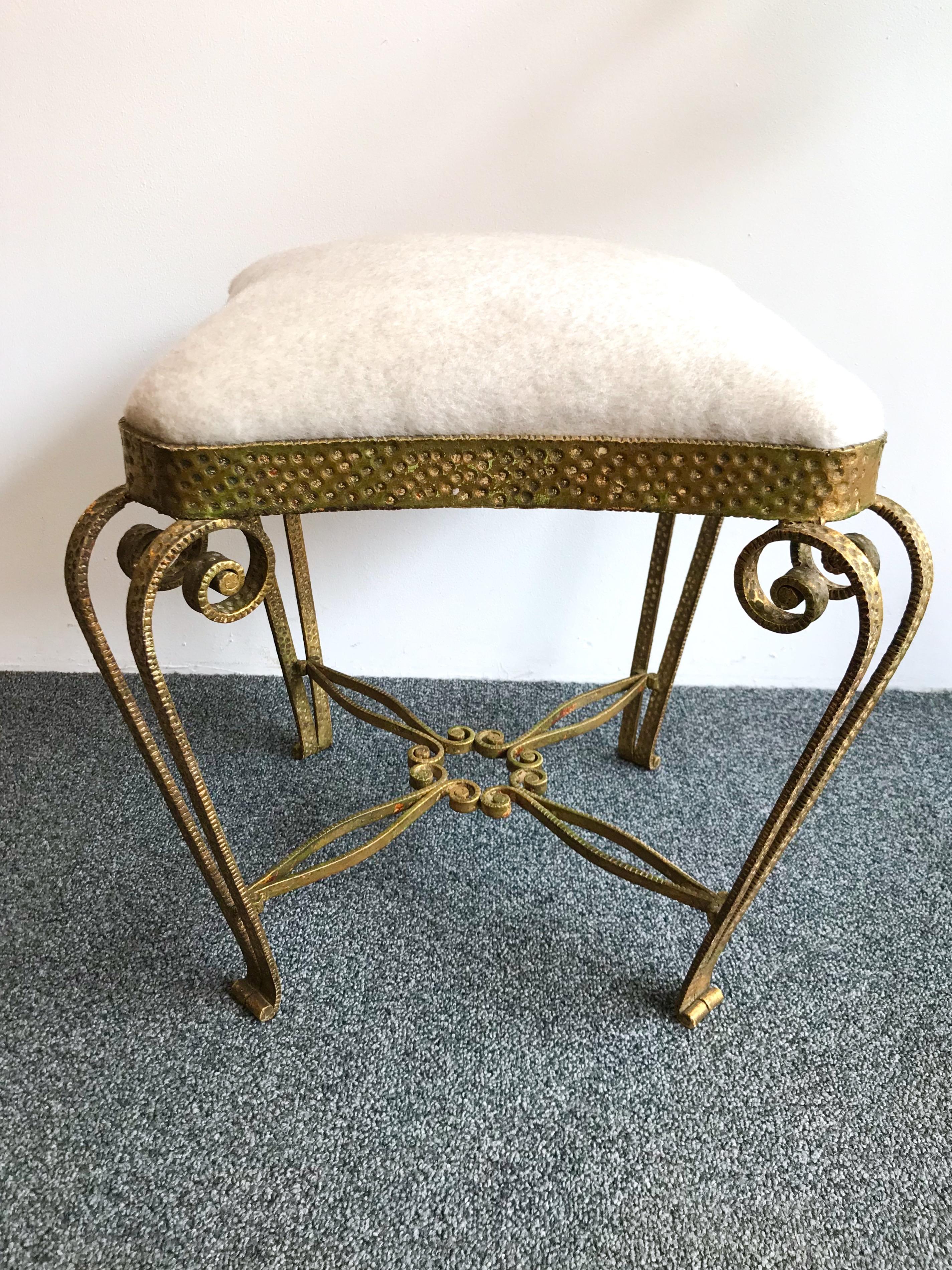 Iron Pair of Stools Gold Leaf by Pier Luigi Colli, Italy, 1950s