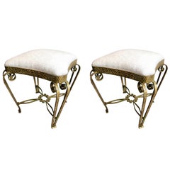 Vintage Pair of Stools Gold Leaf by Pier Luigi Colli, Italy, 1950s