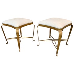 Vintage Pair of Stools Gold Leaf by Pier Luigi Colli, Italy, 1950s
