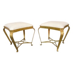 Pair of Stools Gold Leaf by Pier Luigi Colli, Italy, 1950s