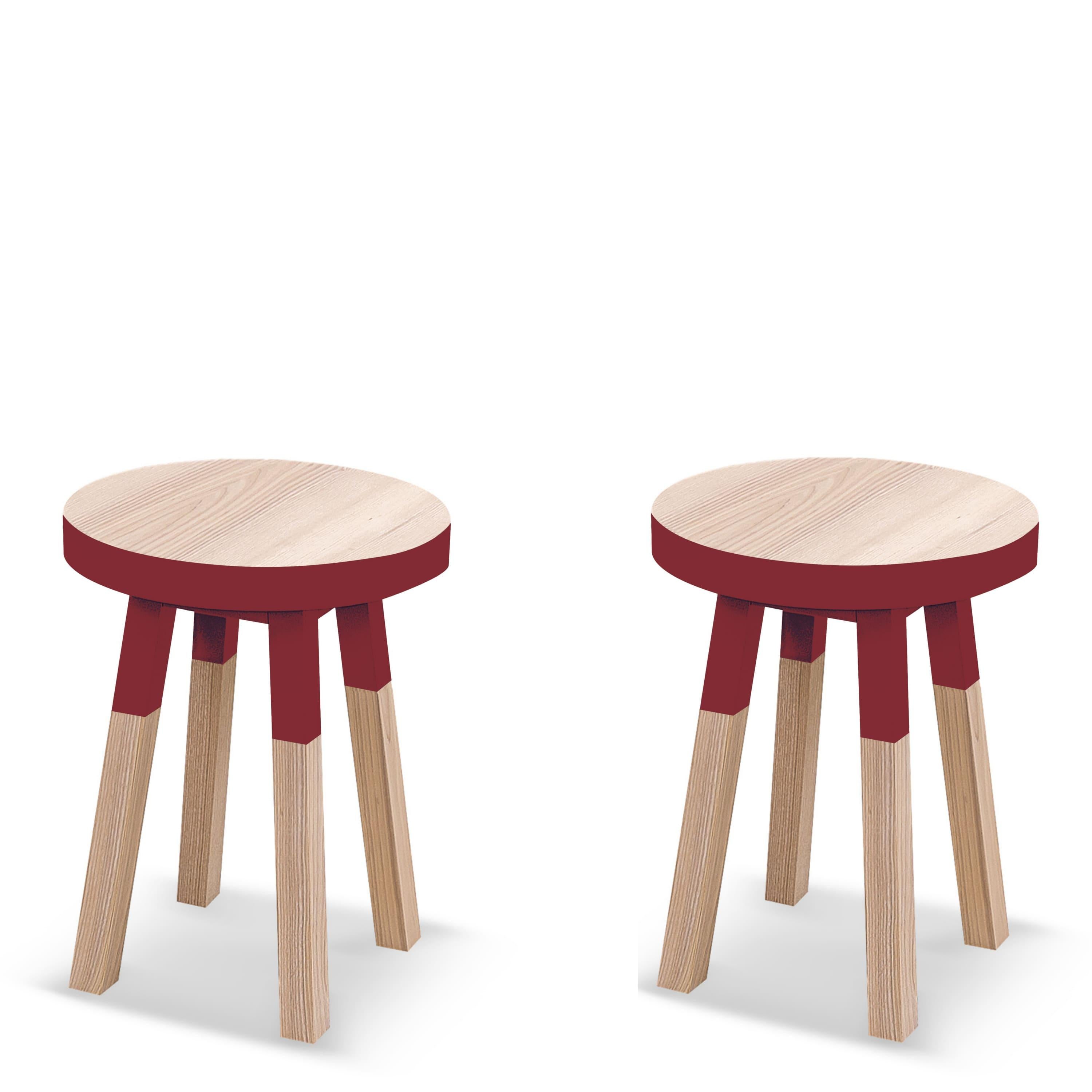 Sgabelli rotondi di design francese realizzati a mano in Wood, di E. Gizard Paris, confezione da 2 pz. in vendita 7