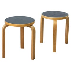 Pair of stools in birch model 60 designed by Alvar Aalto, 1950s