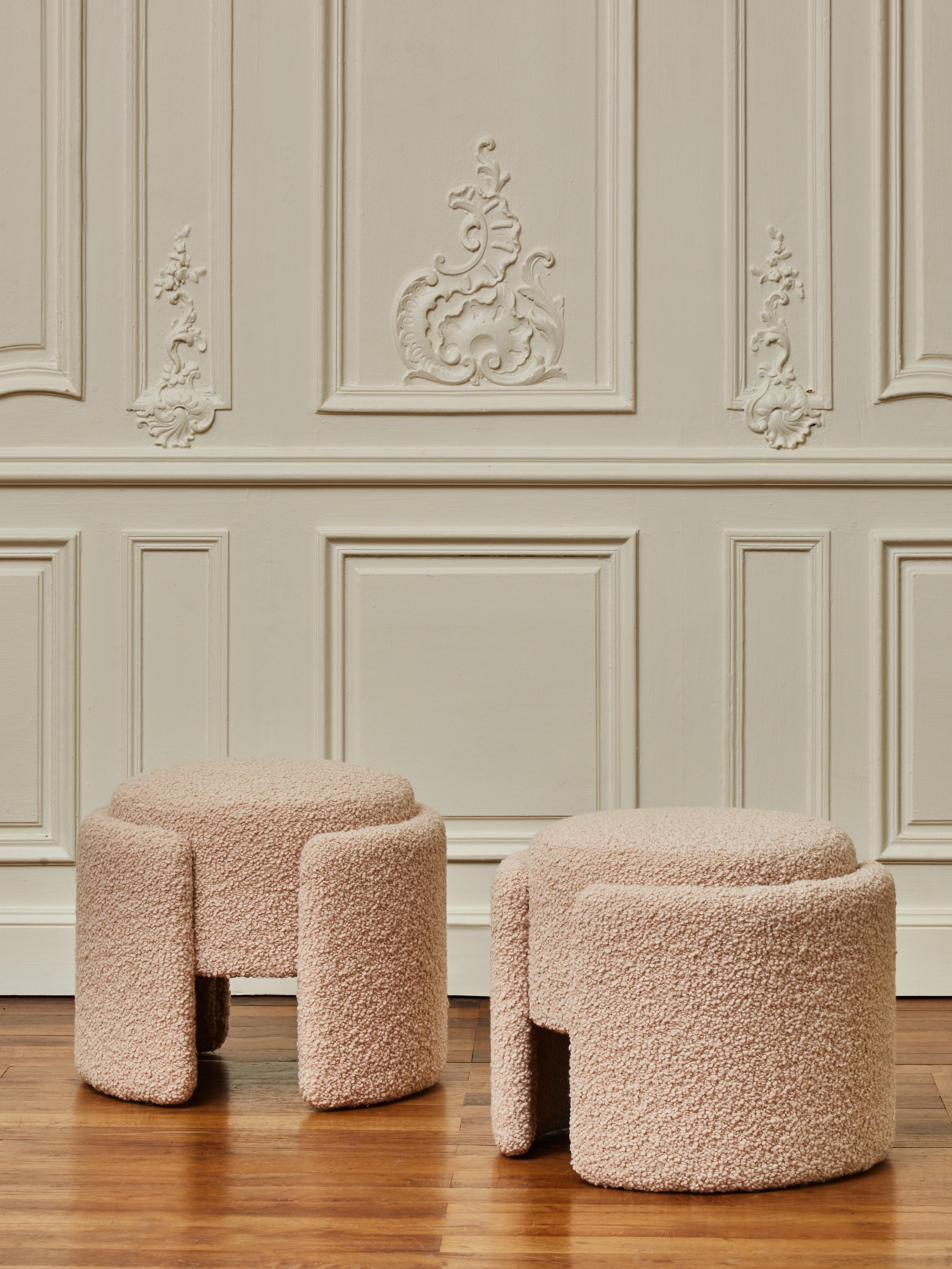 French Pair of Stools in Bouclettes