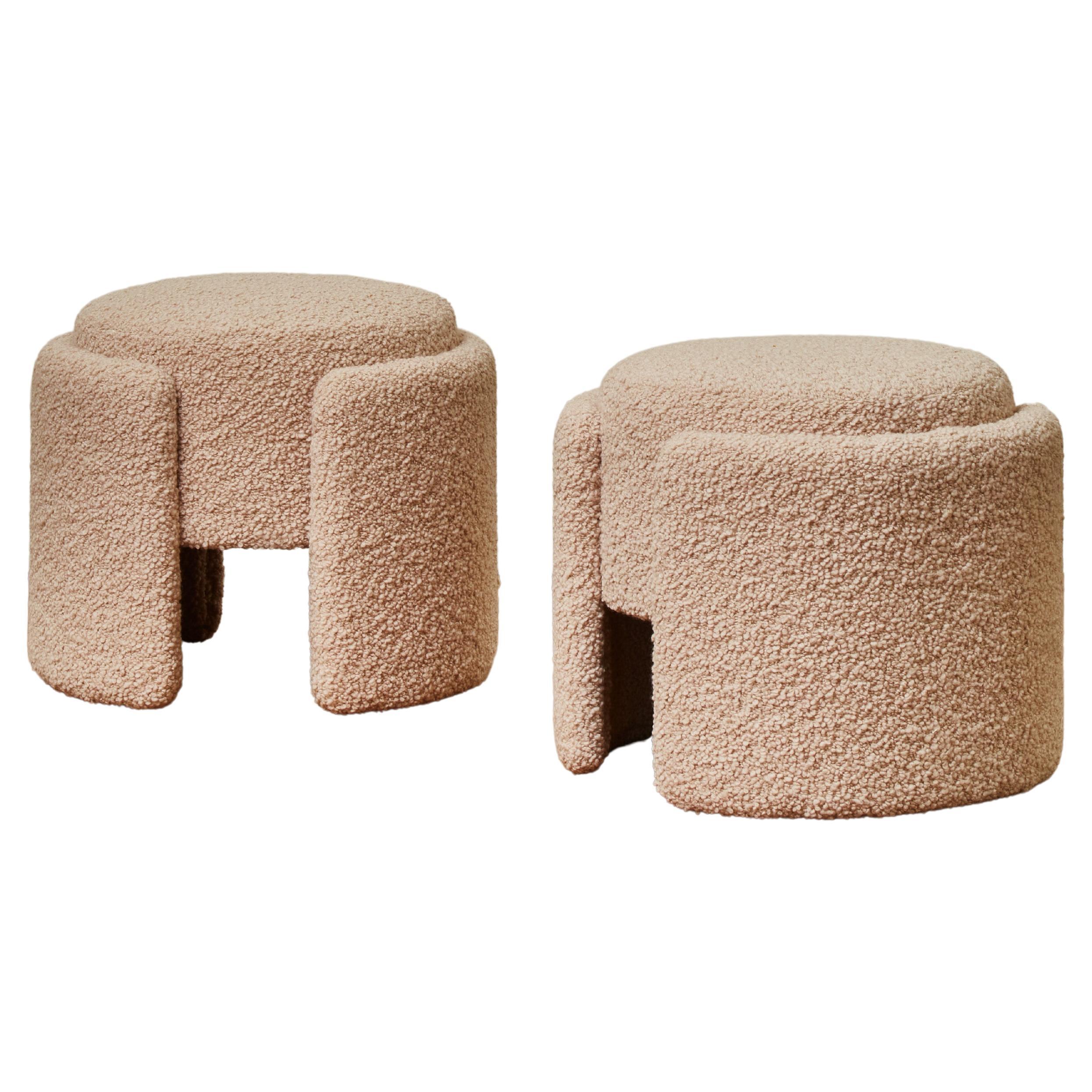 Pair of Stools in Bouclettes