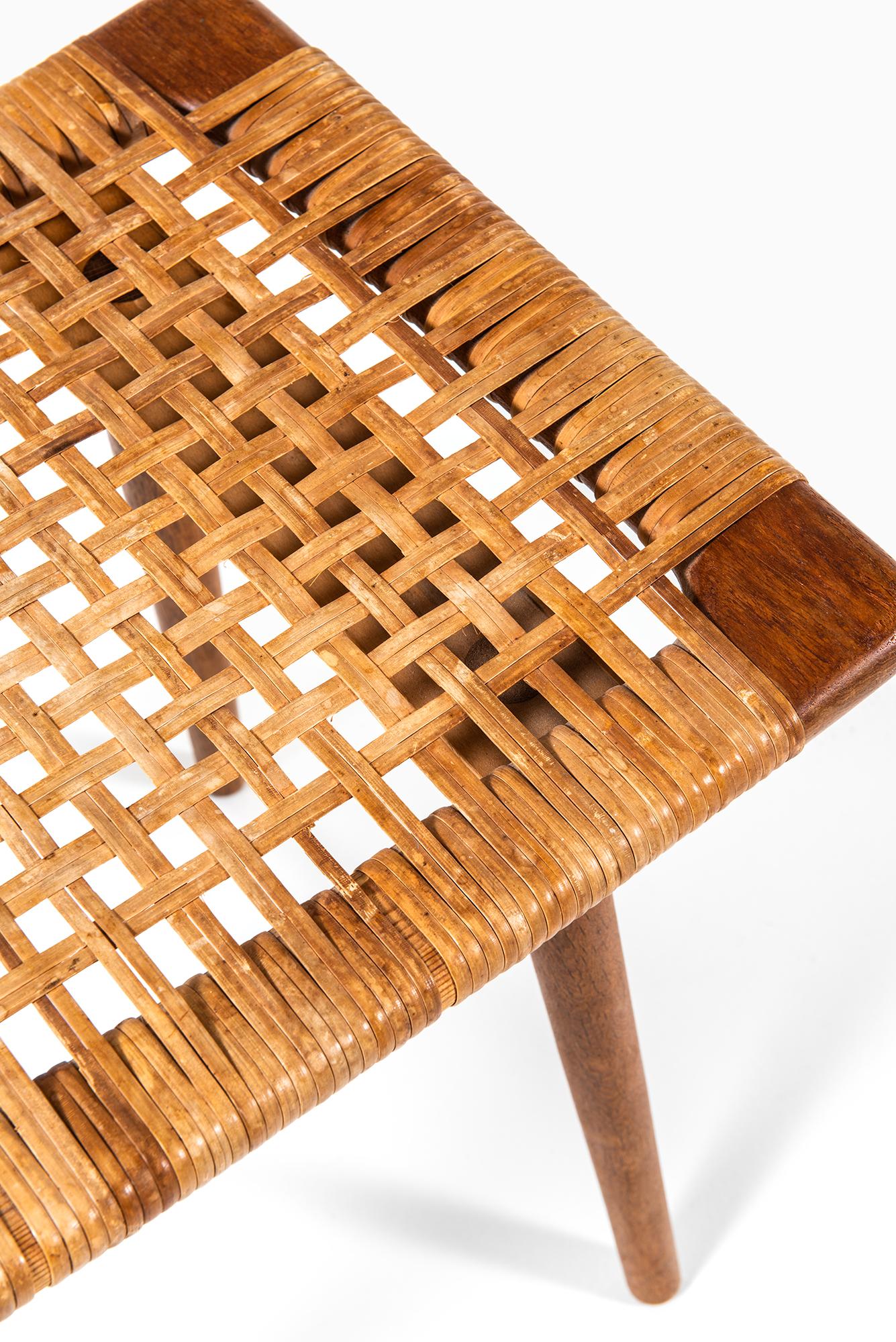 Danish Pair of Stools in Oak and Woven Cane Produced in Denmark