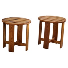 Vintage Pair of Stools in Pine, by a Swedish Cabinetmaker, Mid Century Modern, 1960s