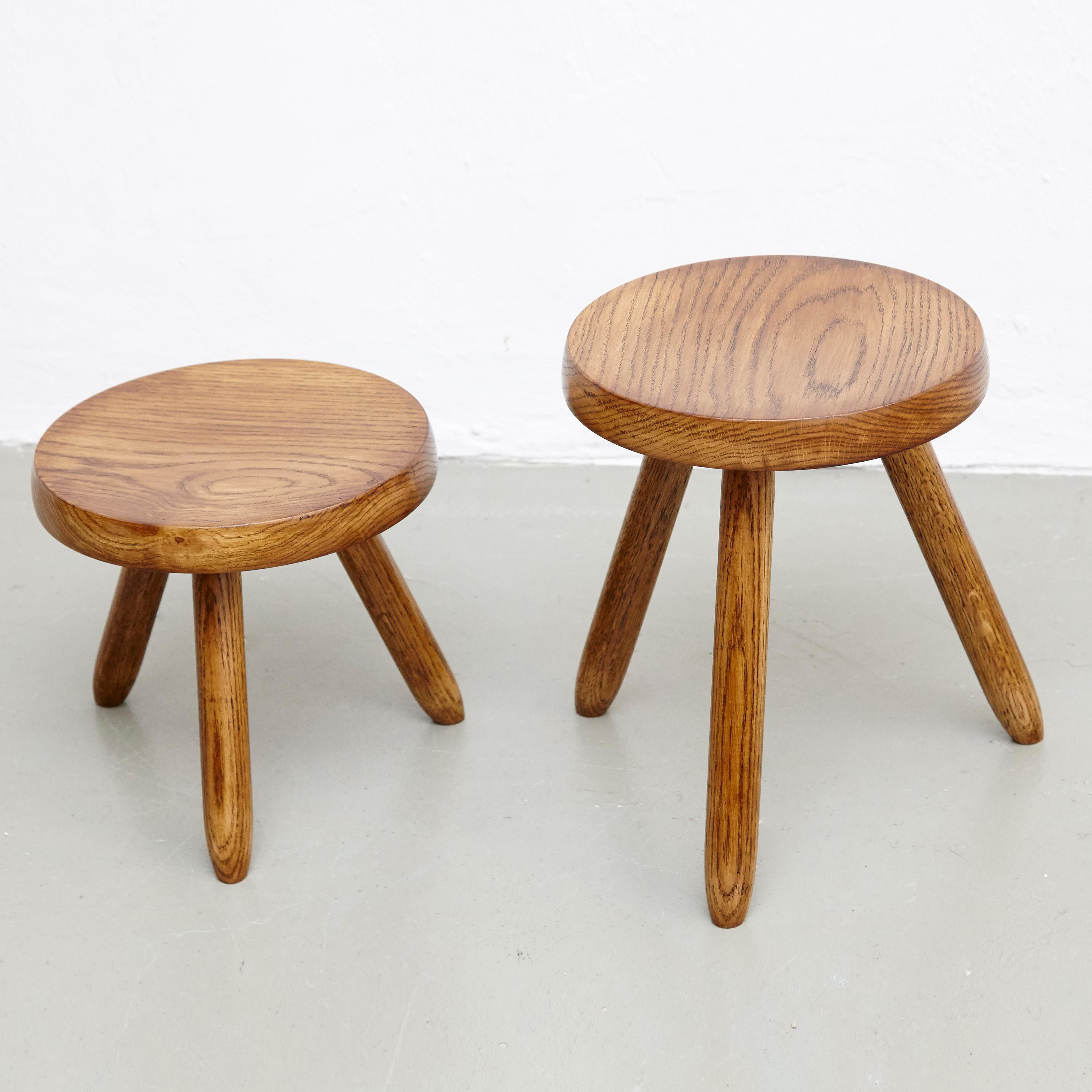 Mid-Century Modern Pair of Stools in the Style of Charlotte Perriand