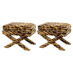 Paire de tabourets en tissu Tigris Brown