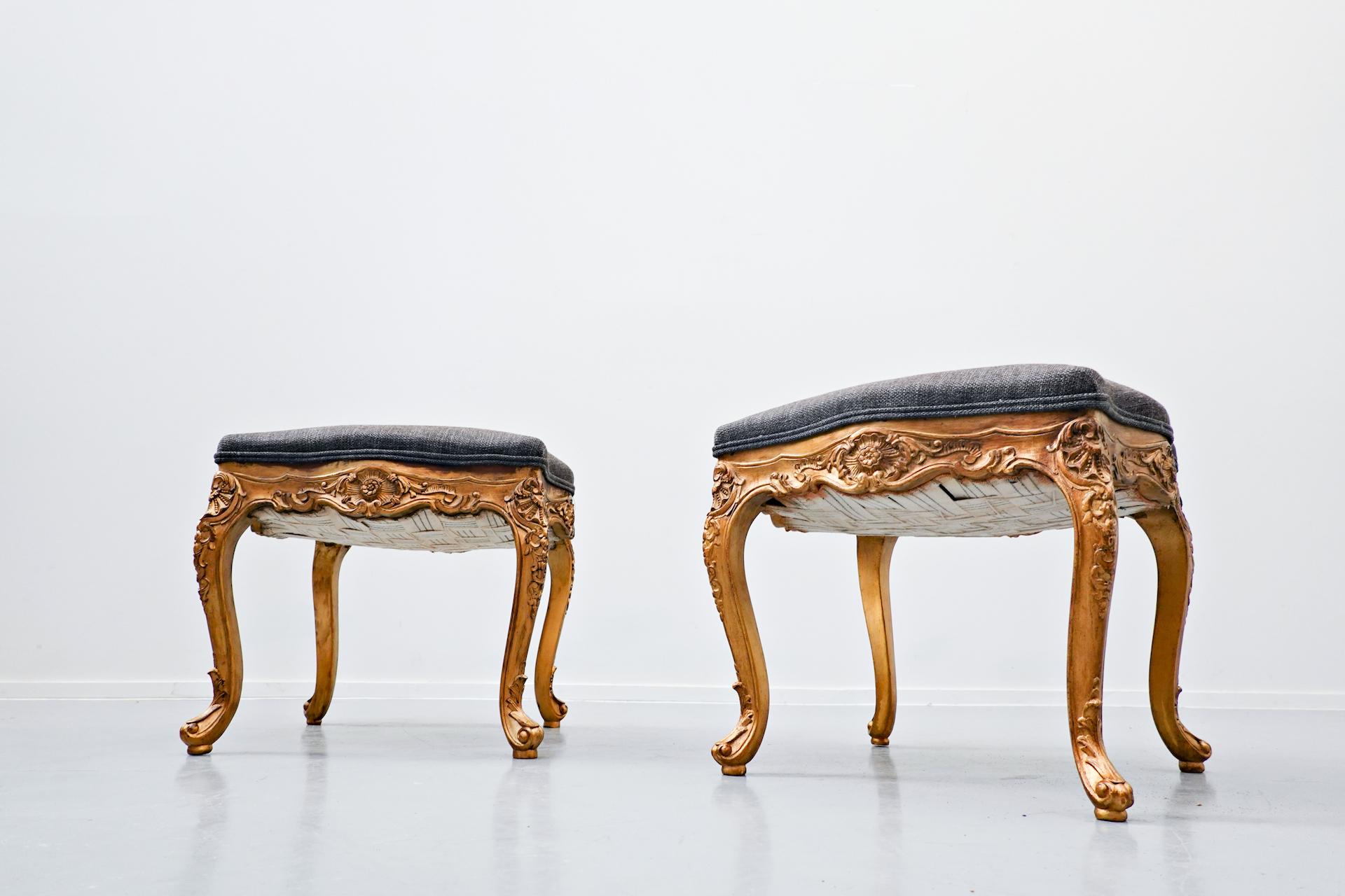 Pair of stools, Louis XV Style, Belgium.
 