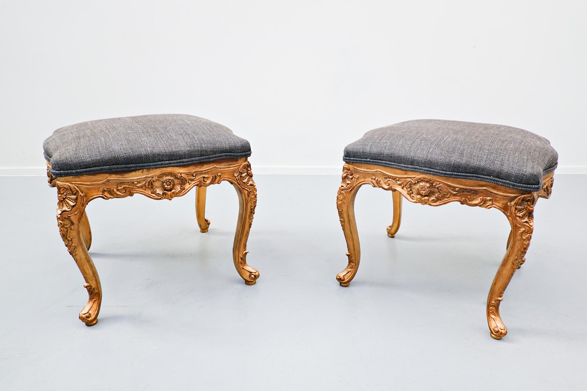 Belgian Pair of Stools, Louis XV Style, Belgium