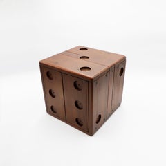 Pair of Stools Made in Wood in Dice Form