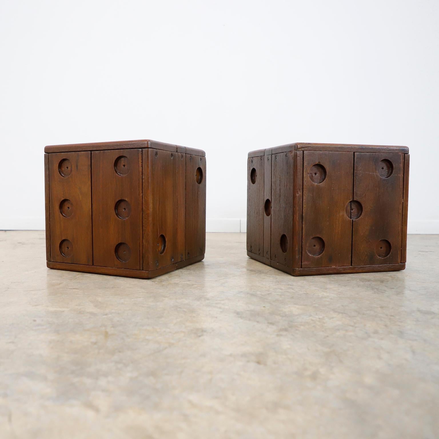 Other Pair of Stools Made in Wood in Dice Form For Sale