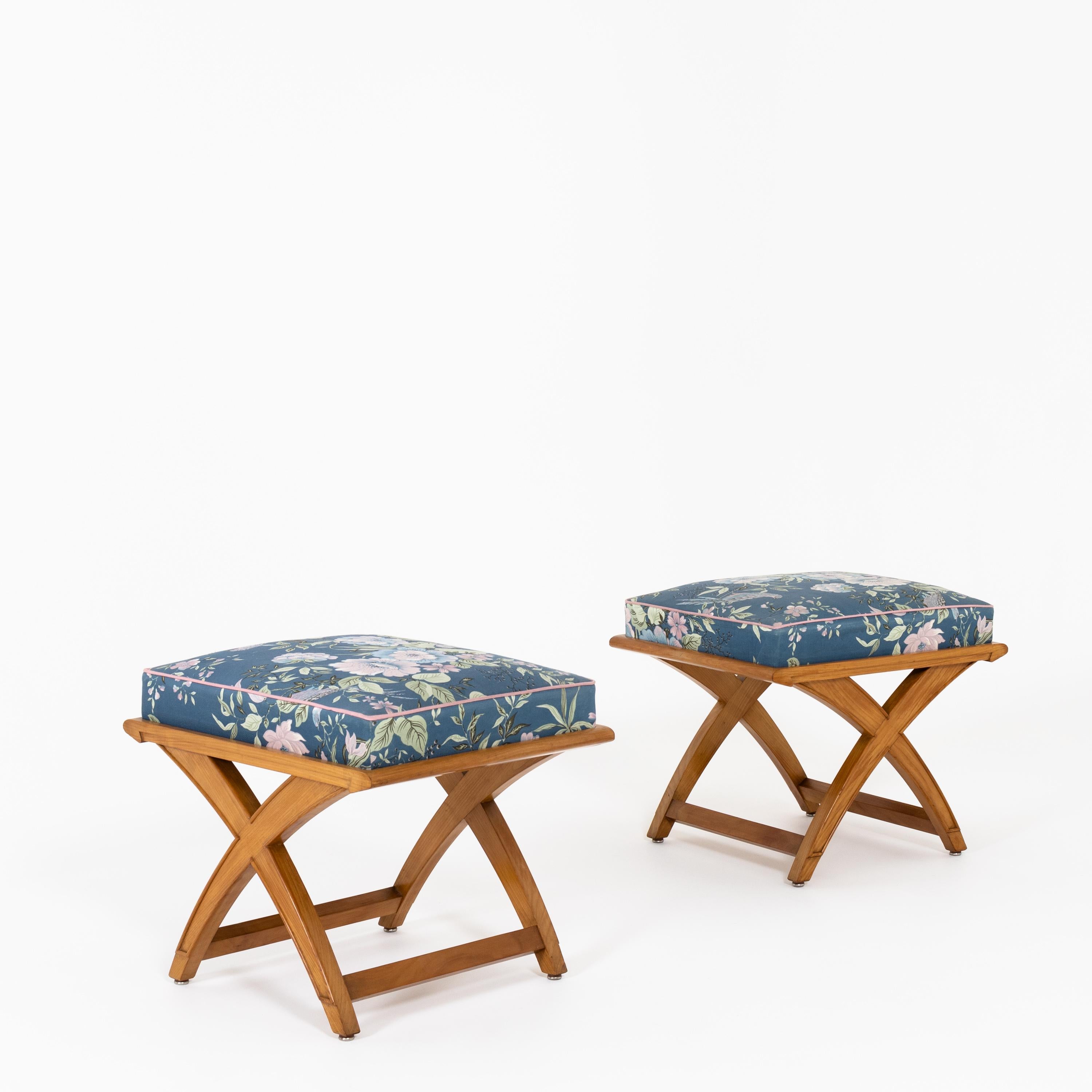 Wood Pair of Stools, Mid-20th Century