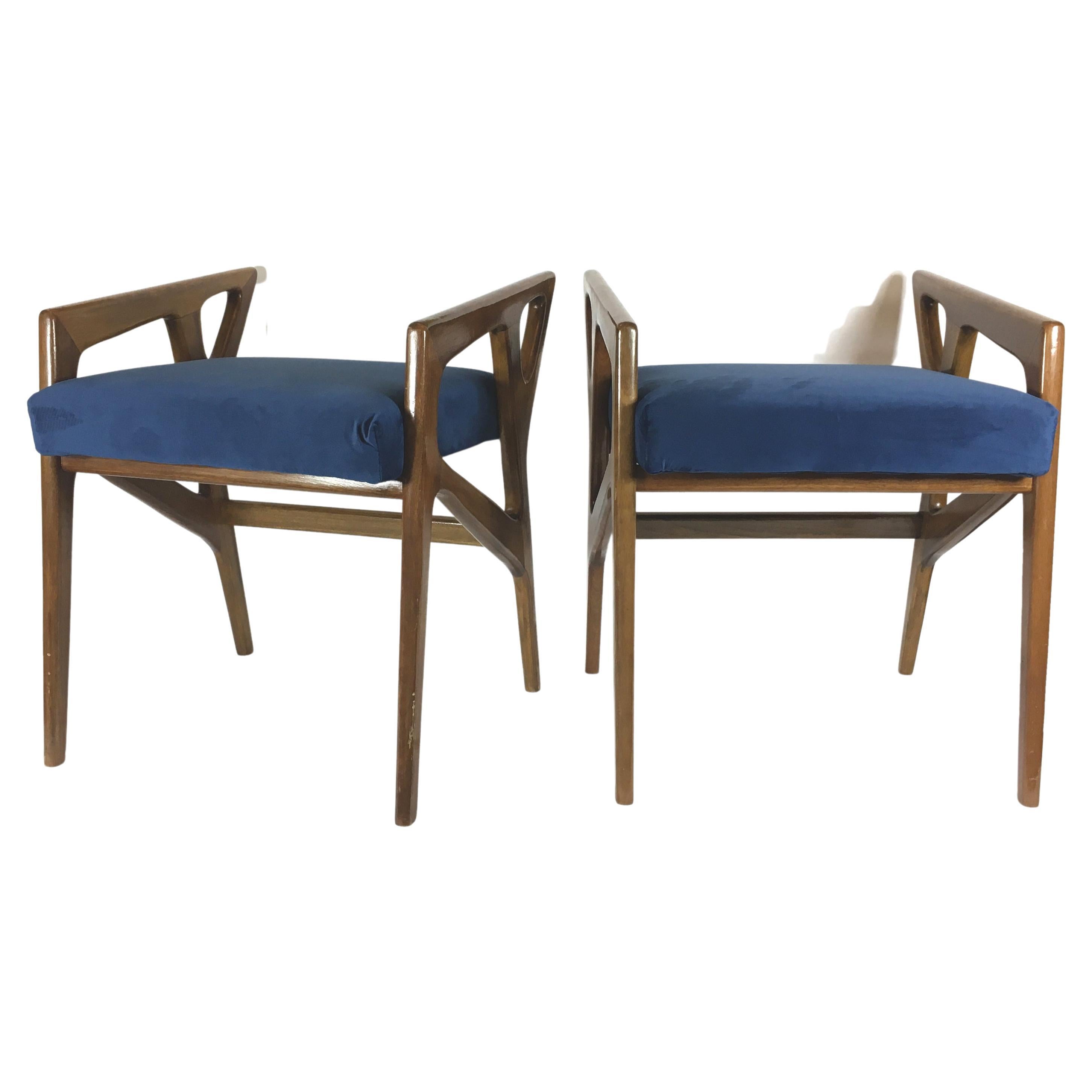 Pair of Stools Mod. “687”, Design Gio Ponti, Cassina Production, Italy, 1950s