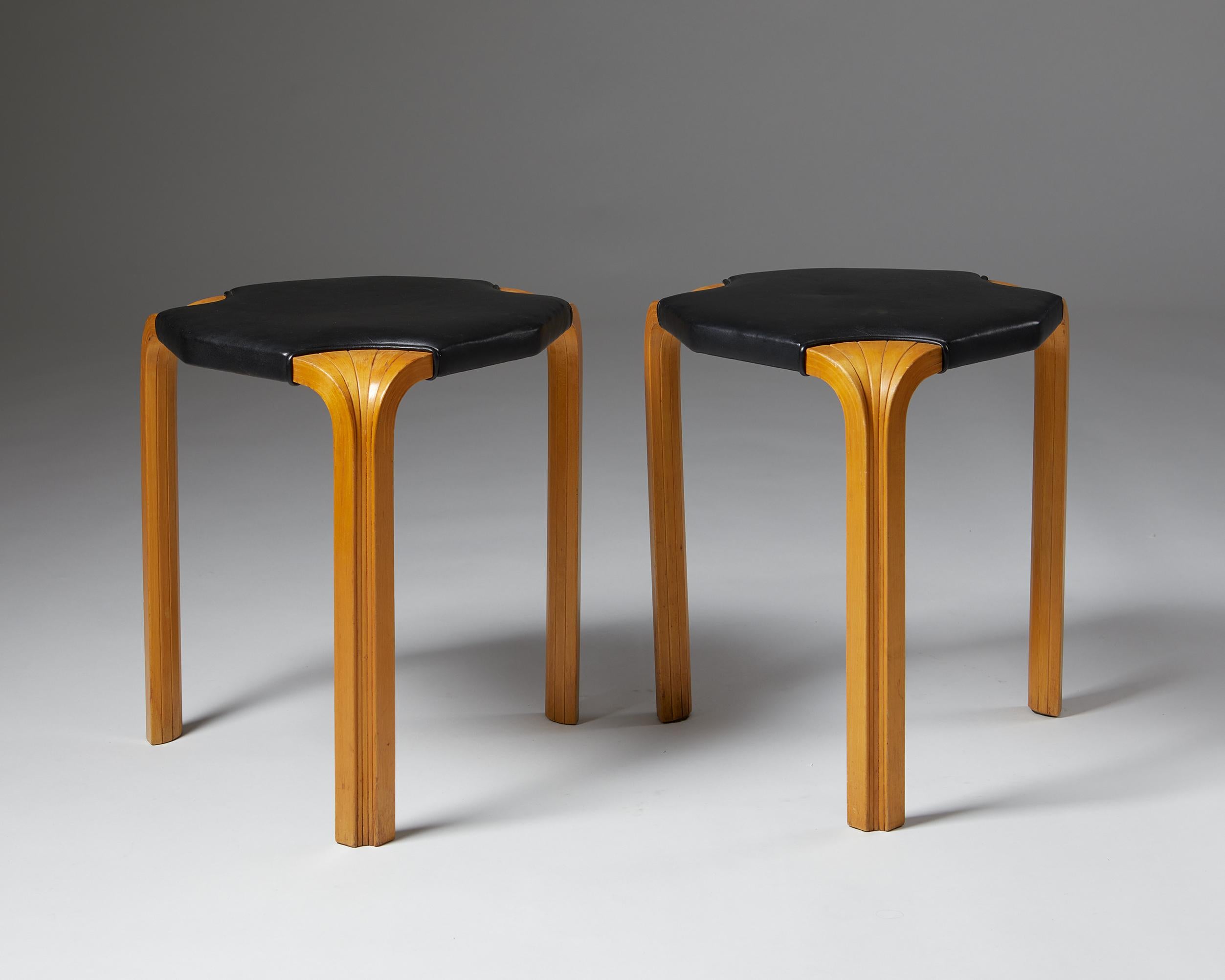 Mid-Century Modern Pair of Stools, Model X602 Designed by Alvar Aalto, Finland, 1950’s