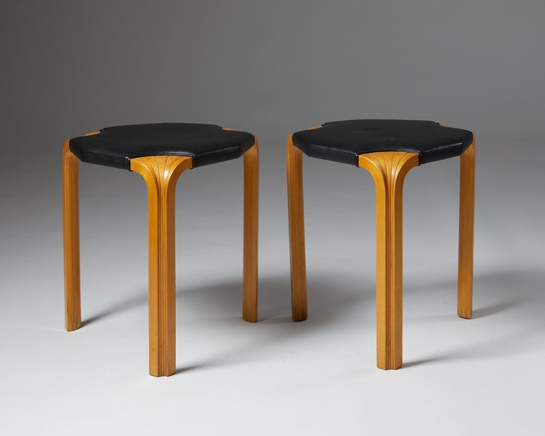 Mid-Century Modern Pair of Stools, Model X602 Designed by Alvar Aalto, Finland, 1950’s For Sale