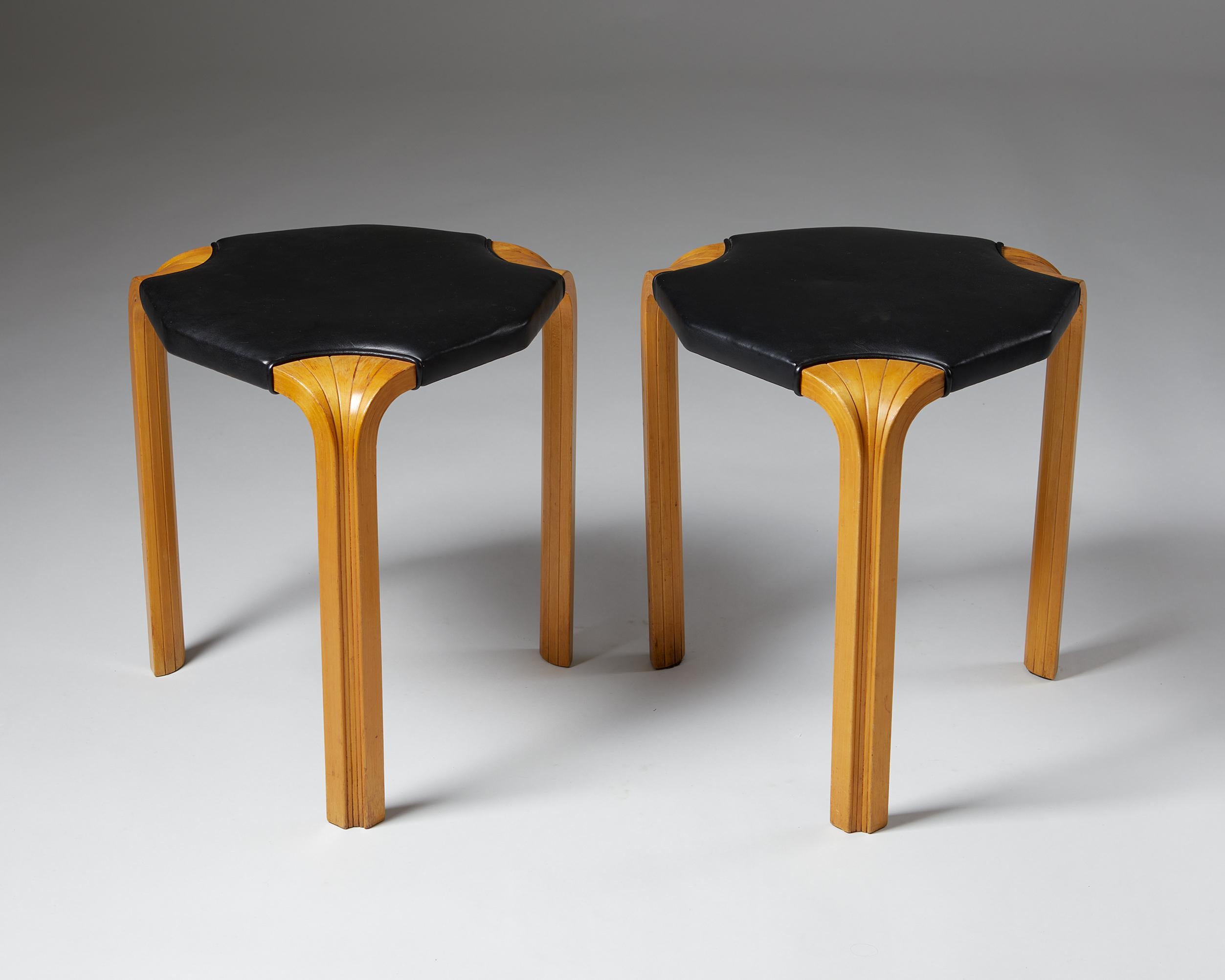 Finnish Pair of Stools, Model X602 Designed by Alvar Aalto, Finland, 1950’s